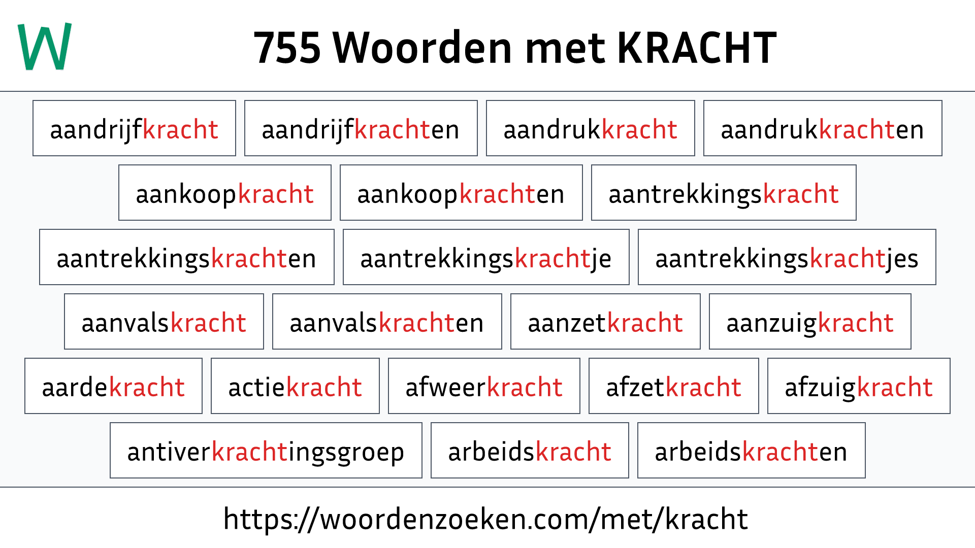 Woorden met KRACHT