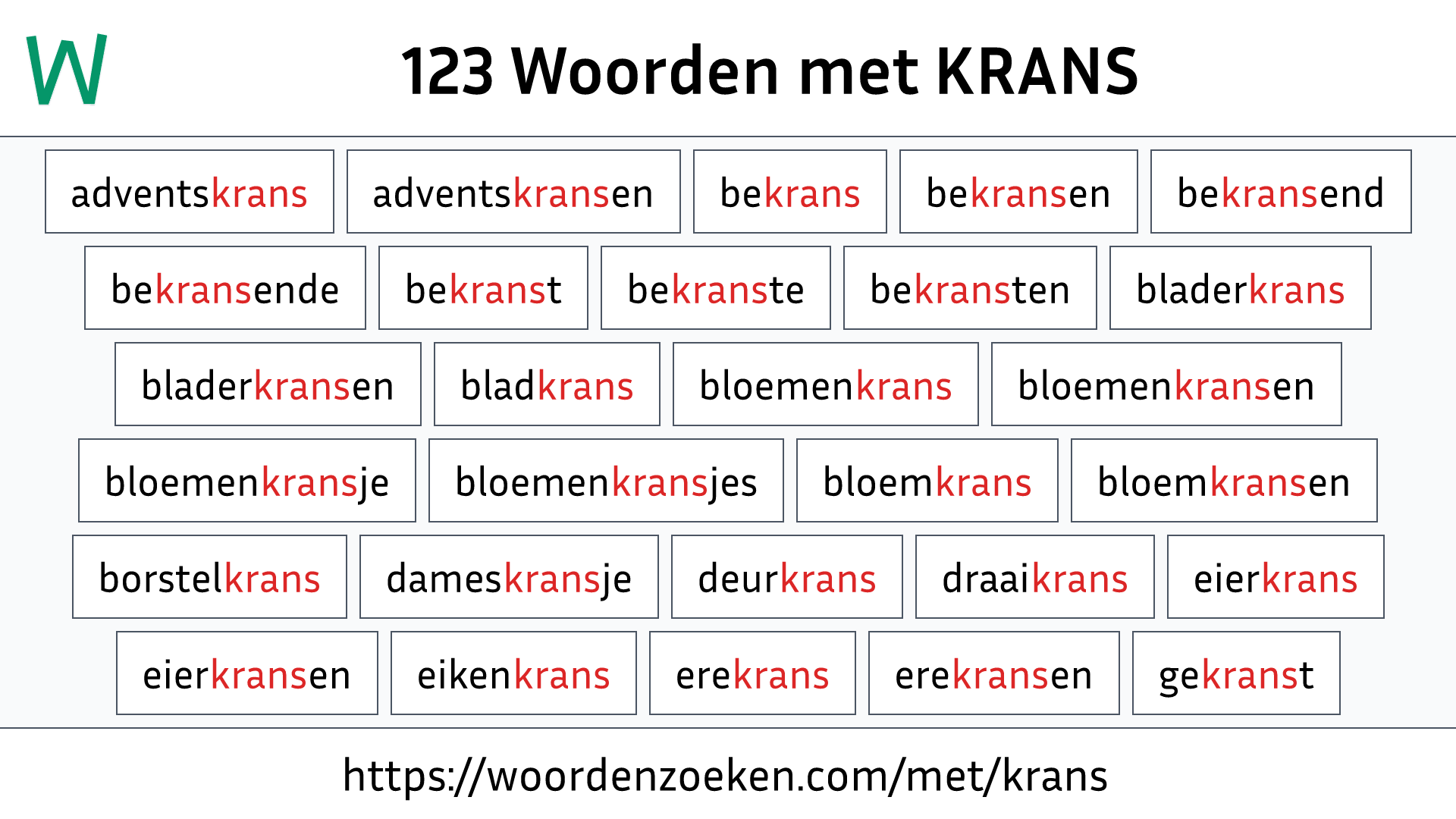 Woorden met KRANS