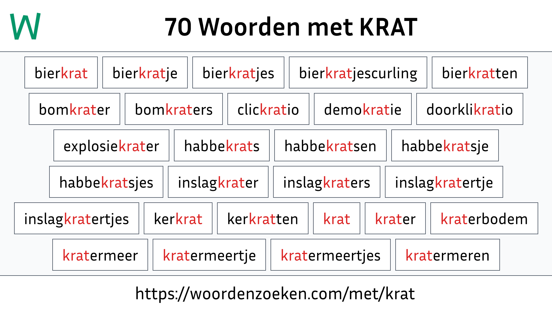 Woorden met KRAT