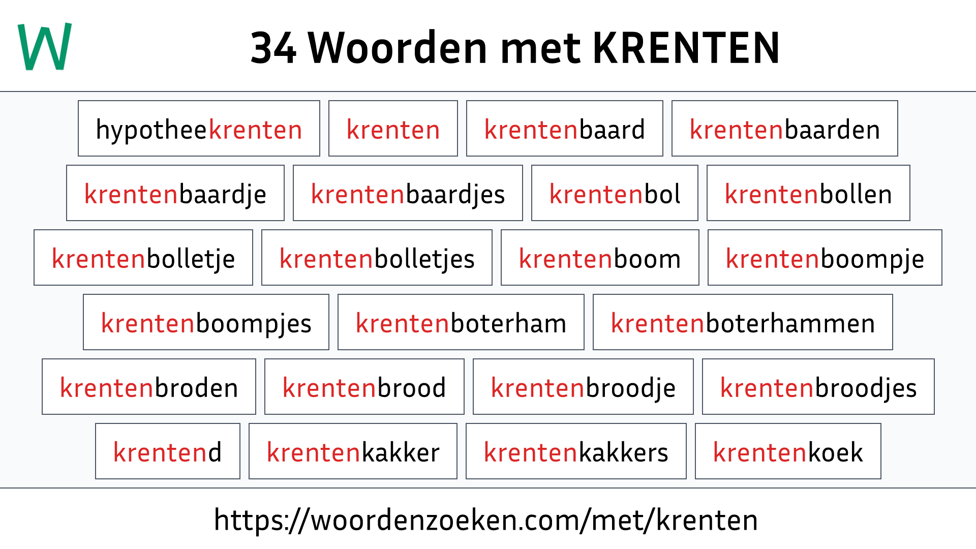 Woorden met KRENTEN