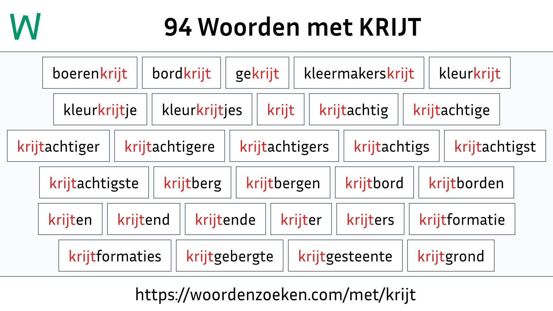 Woorden met KRIJT