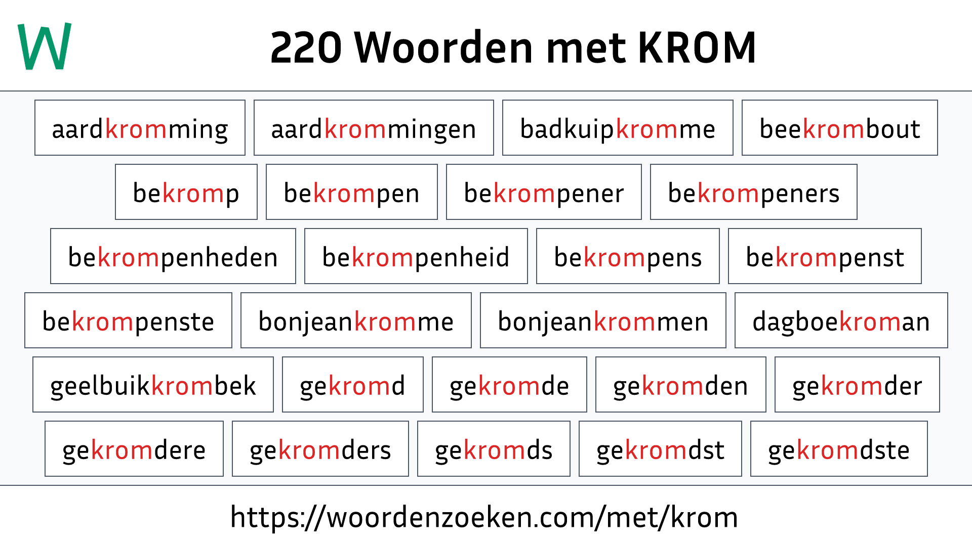 Woorden met KROM