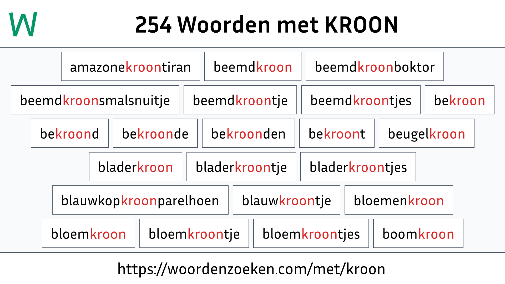 Woorden met KROON