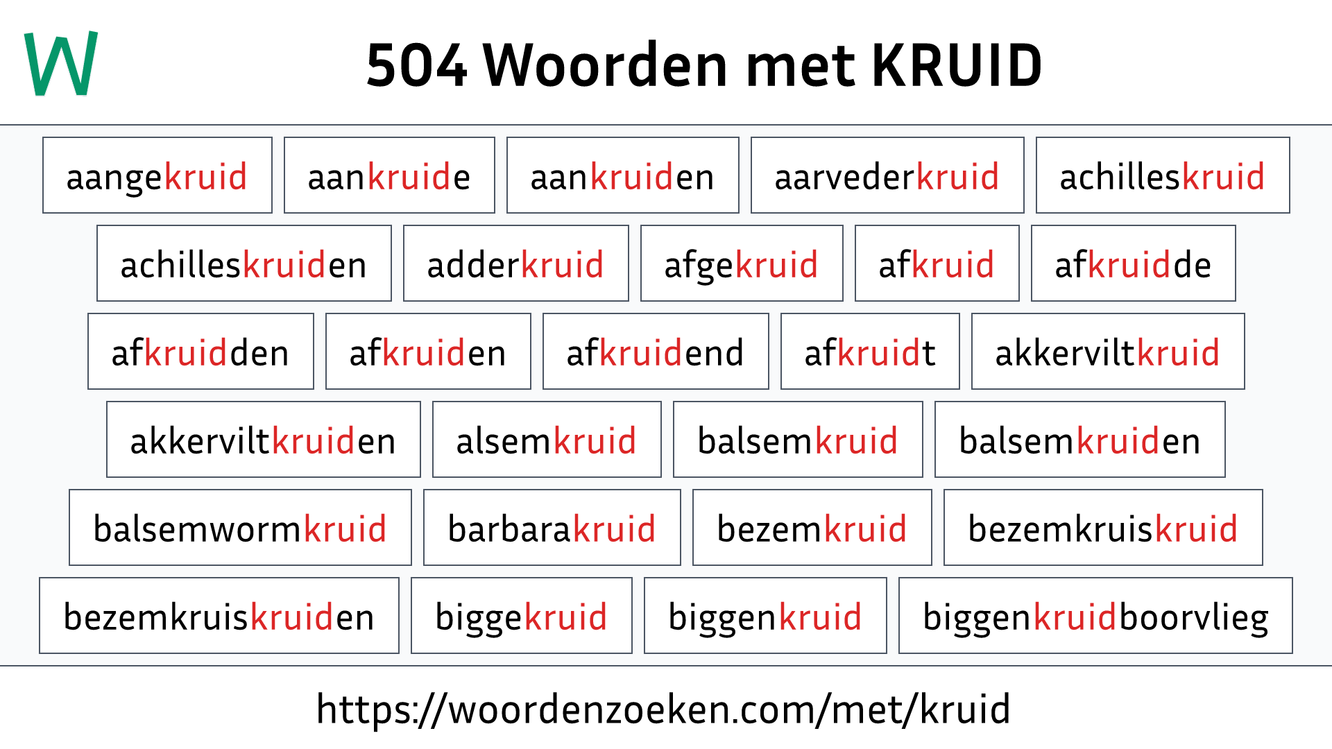 Woorden met KRUID