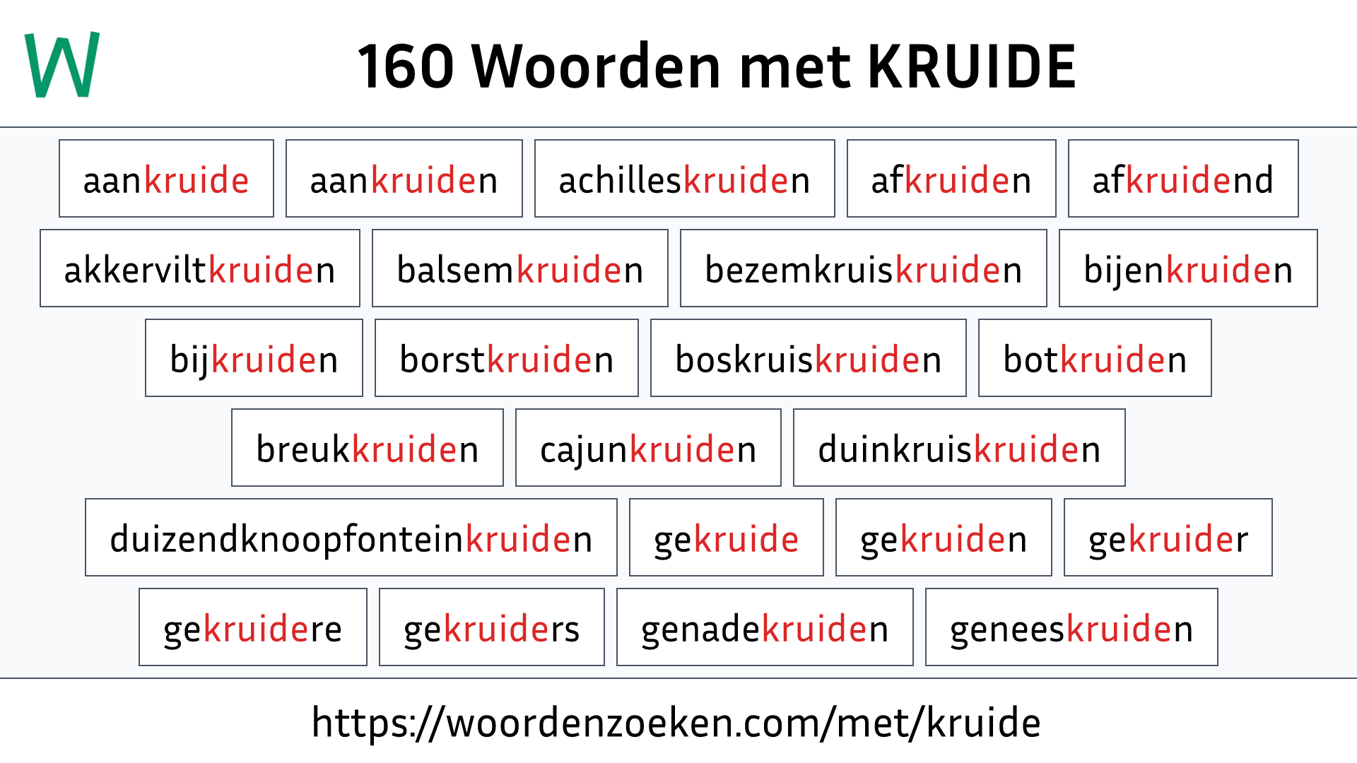 Woorden met KRUIDE