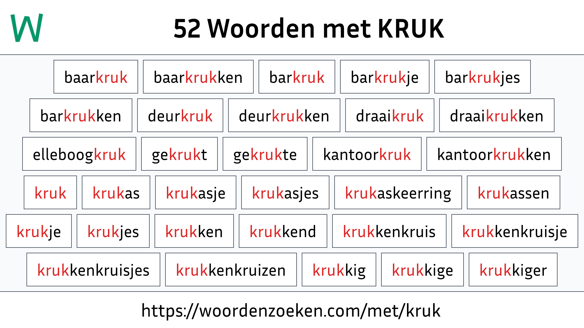 Woorden met KRUK