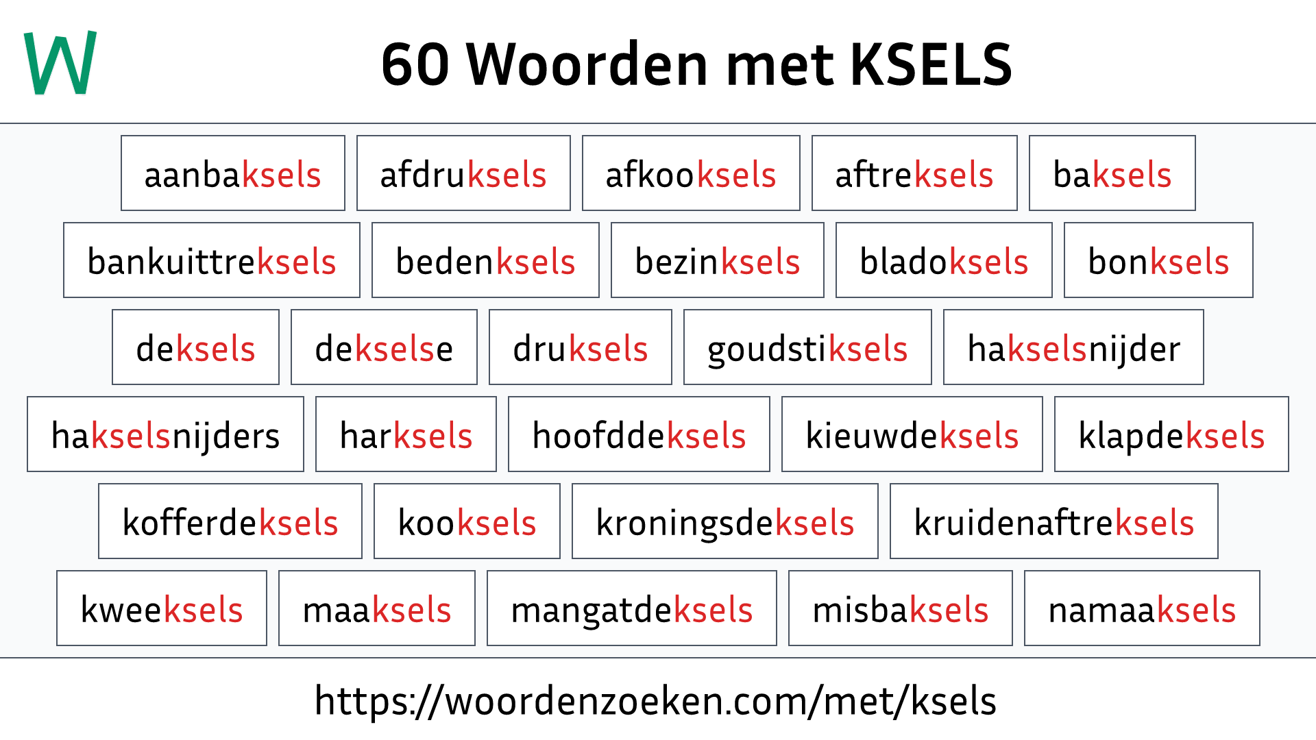 Woorden met KSELS