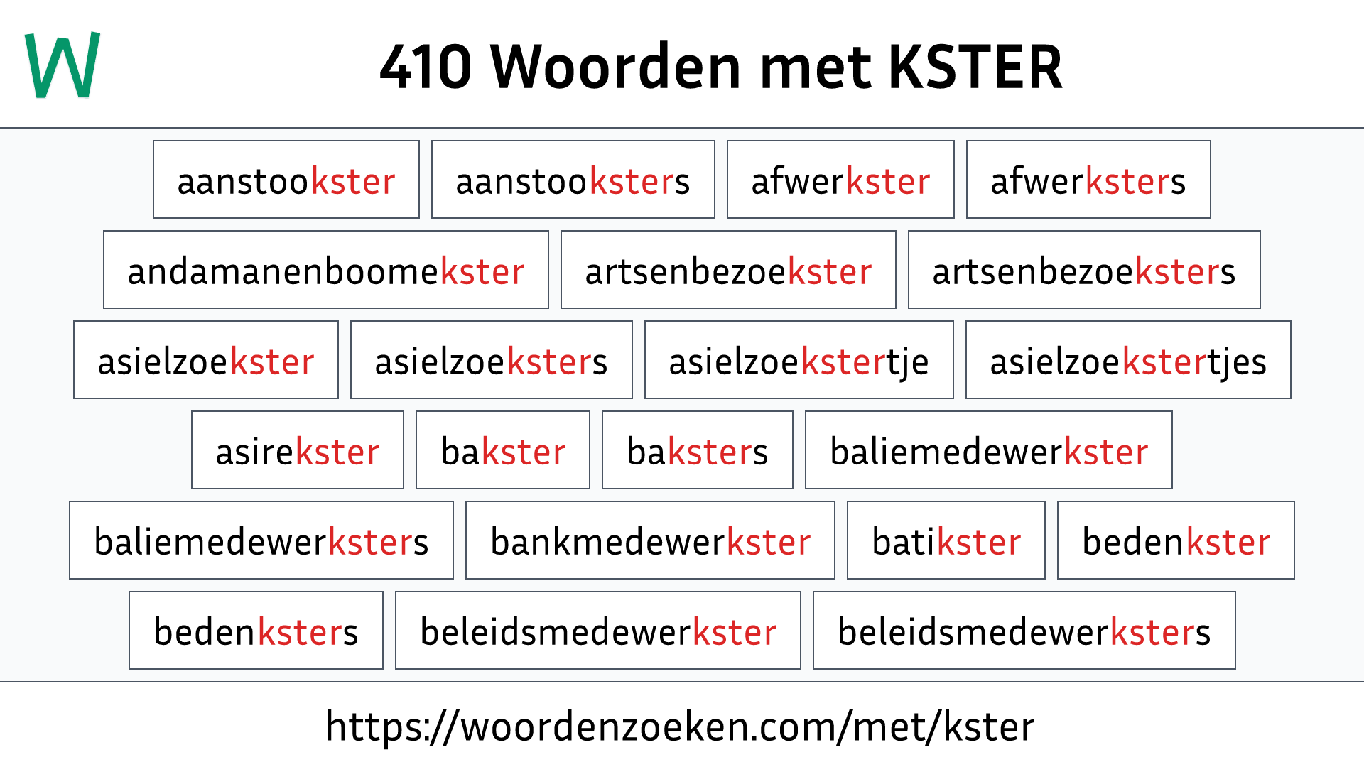 Woorden met KSTER