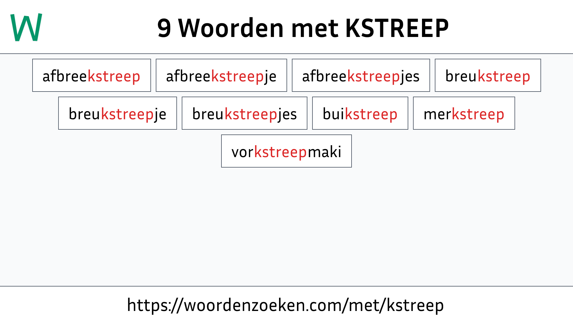Woorden met KSTREEP