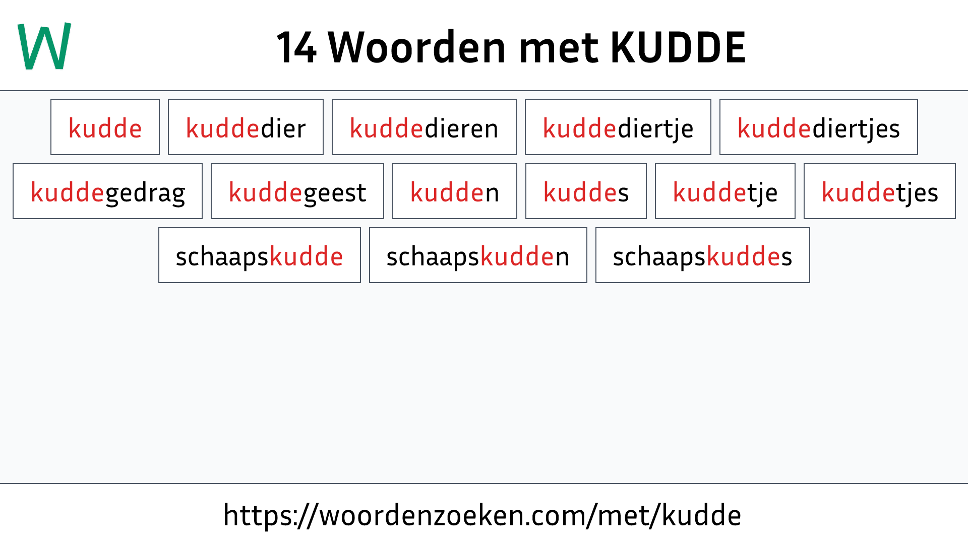 Woorden met KUDDE