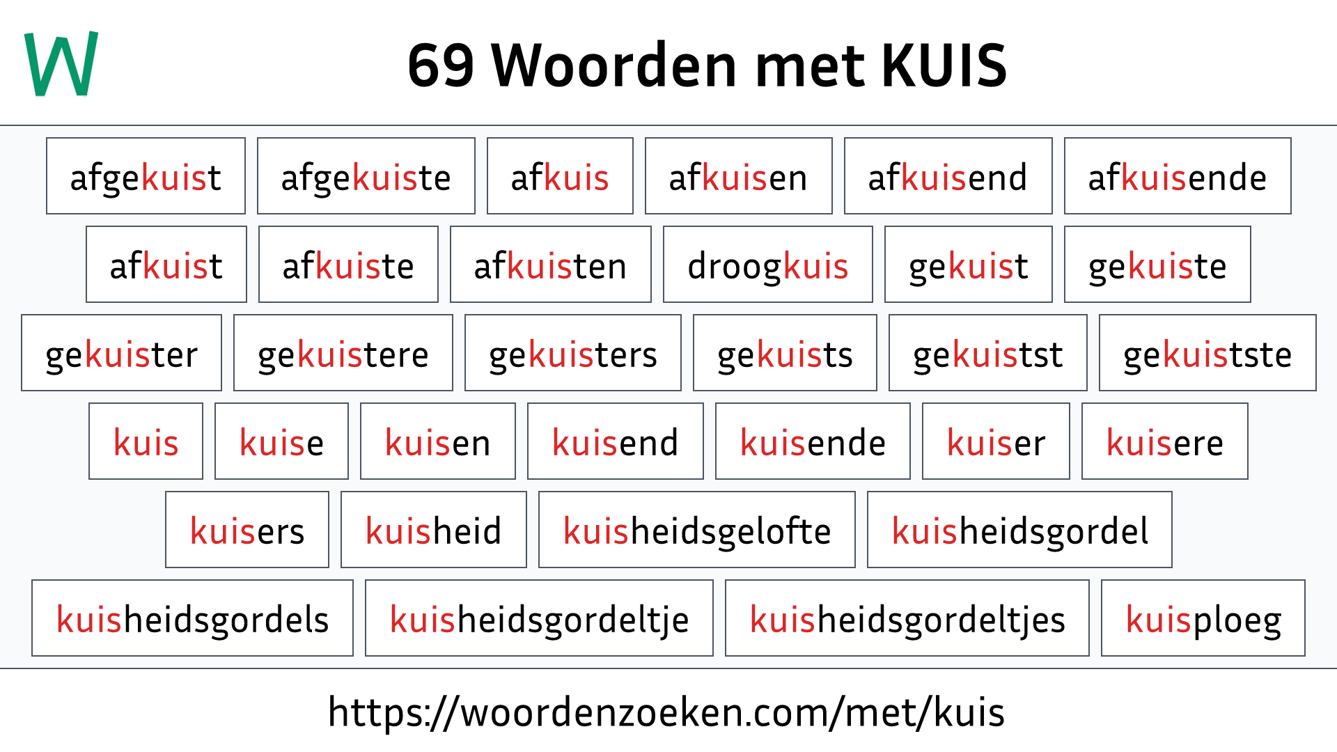 Woorden met KUIS