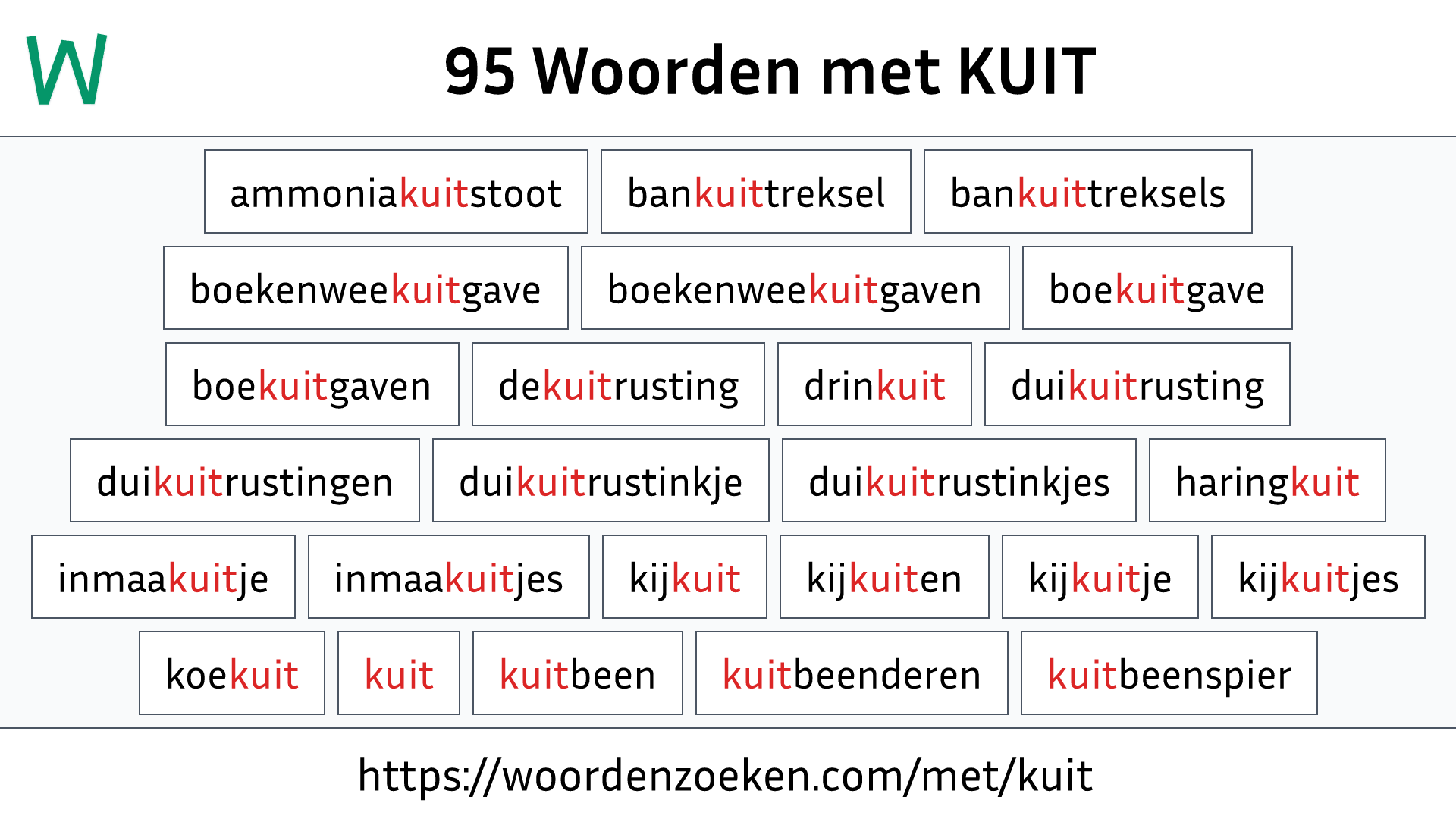 Woorden met KUIT