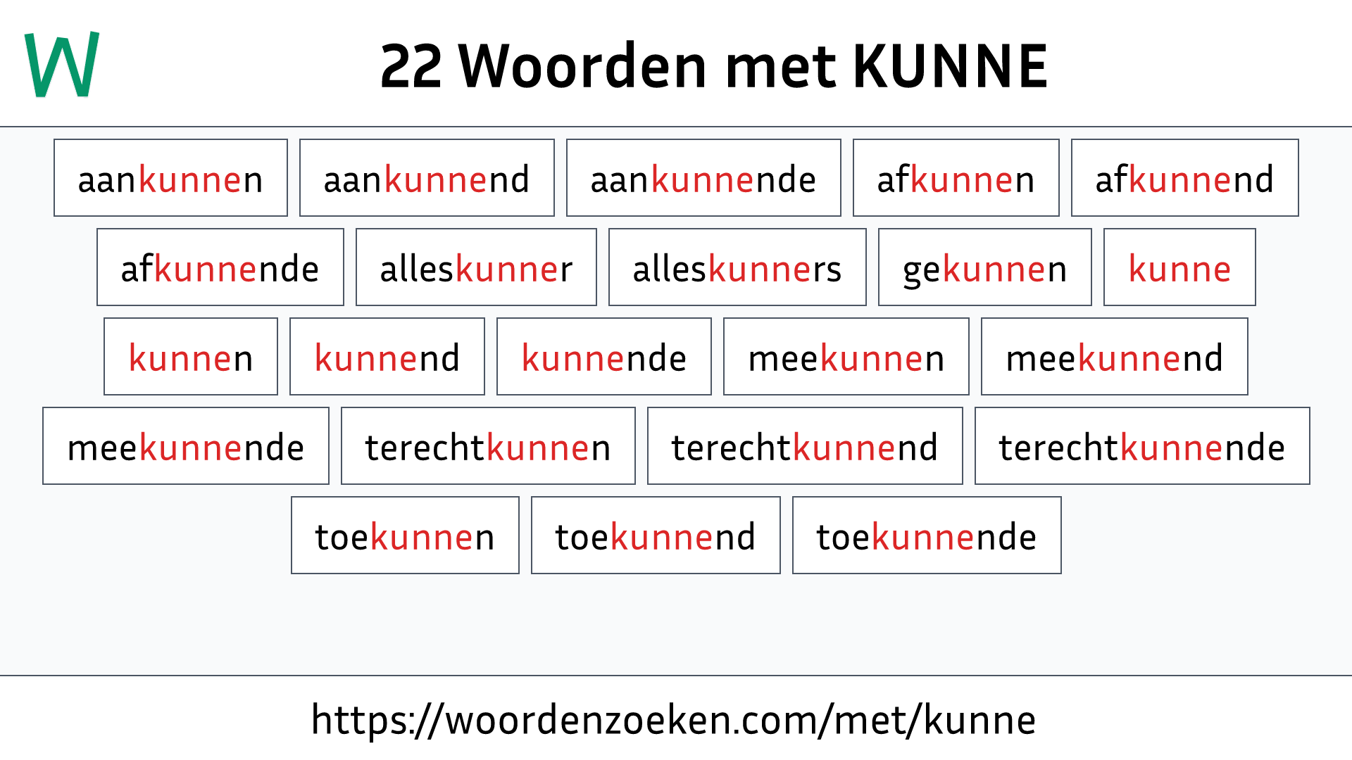 Woorden met KUNNE