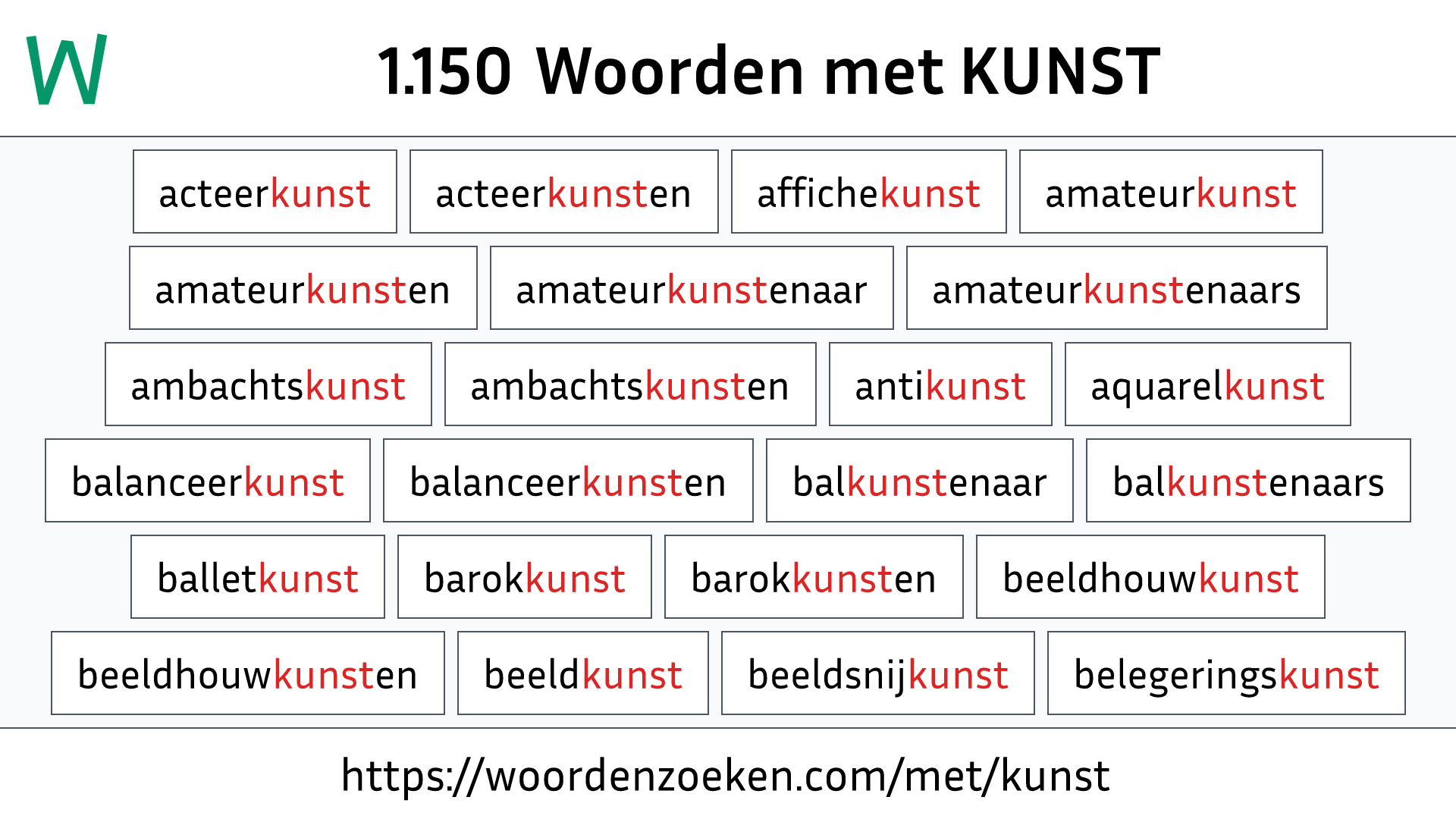 Woorden met KUNST