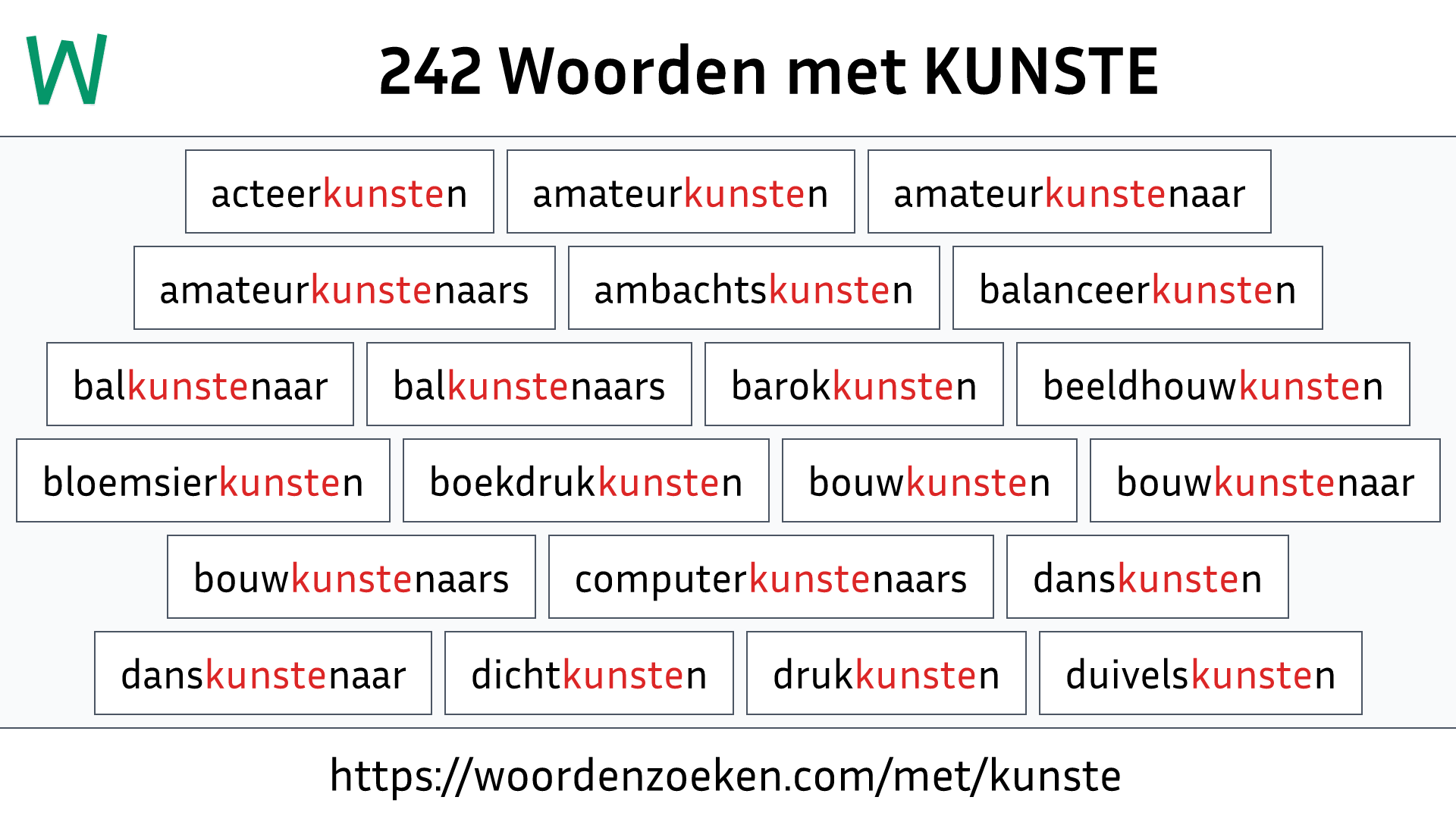 Woorden met KUNSTE