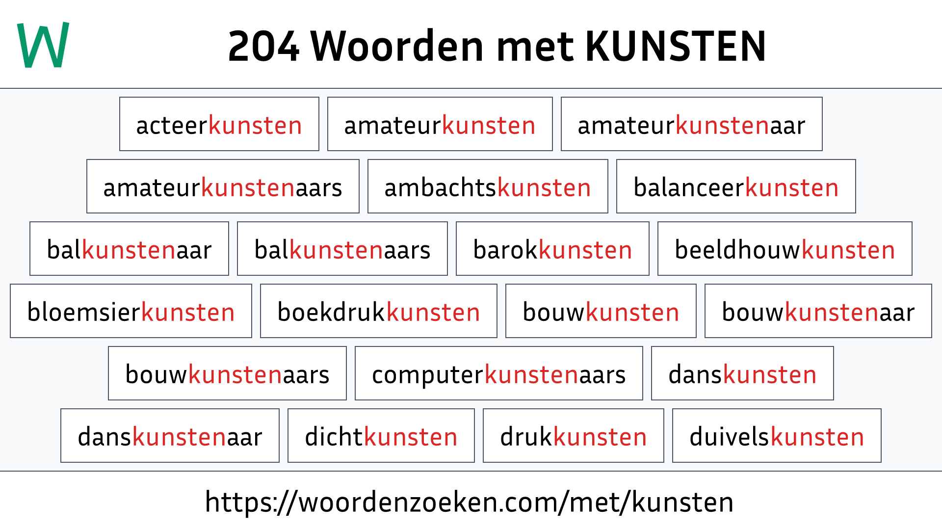 Woorden met KUNSTEN