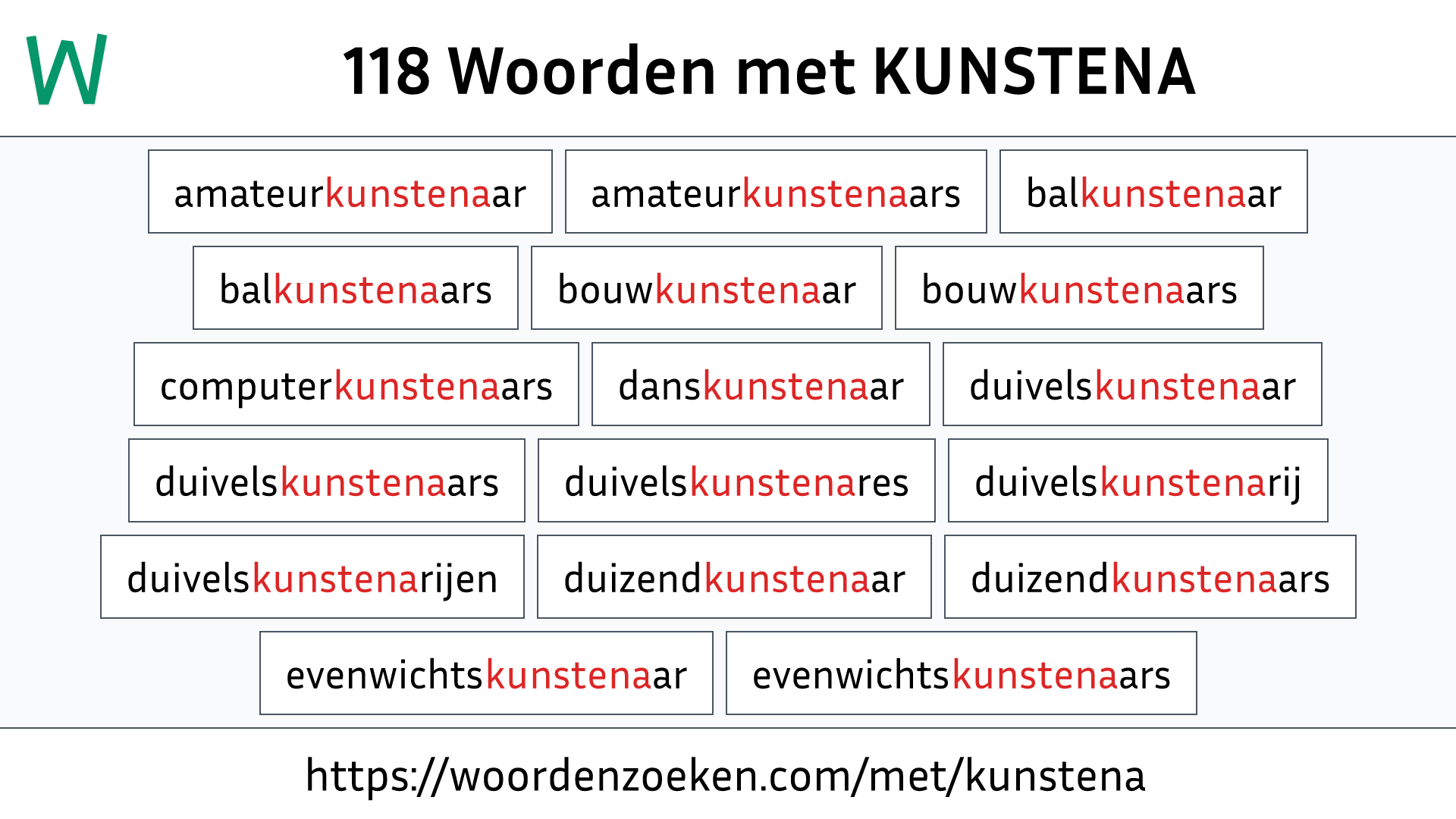 Woorden met KUNSTENA