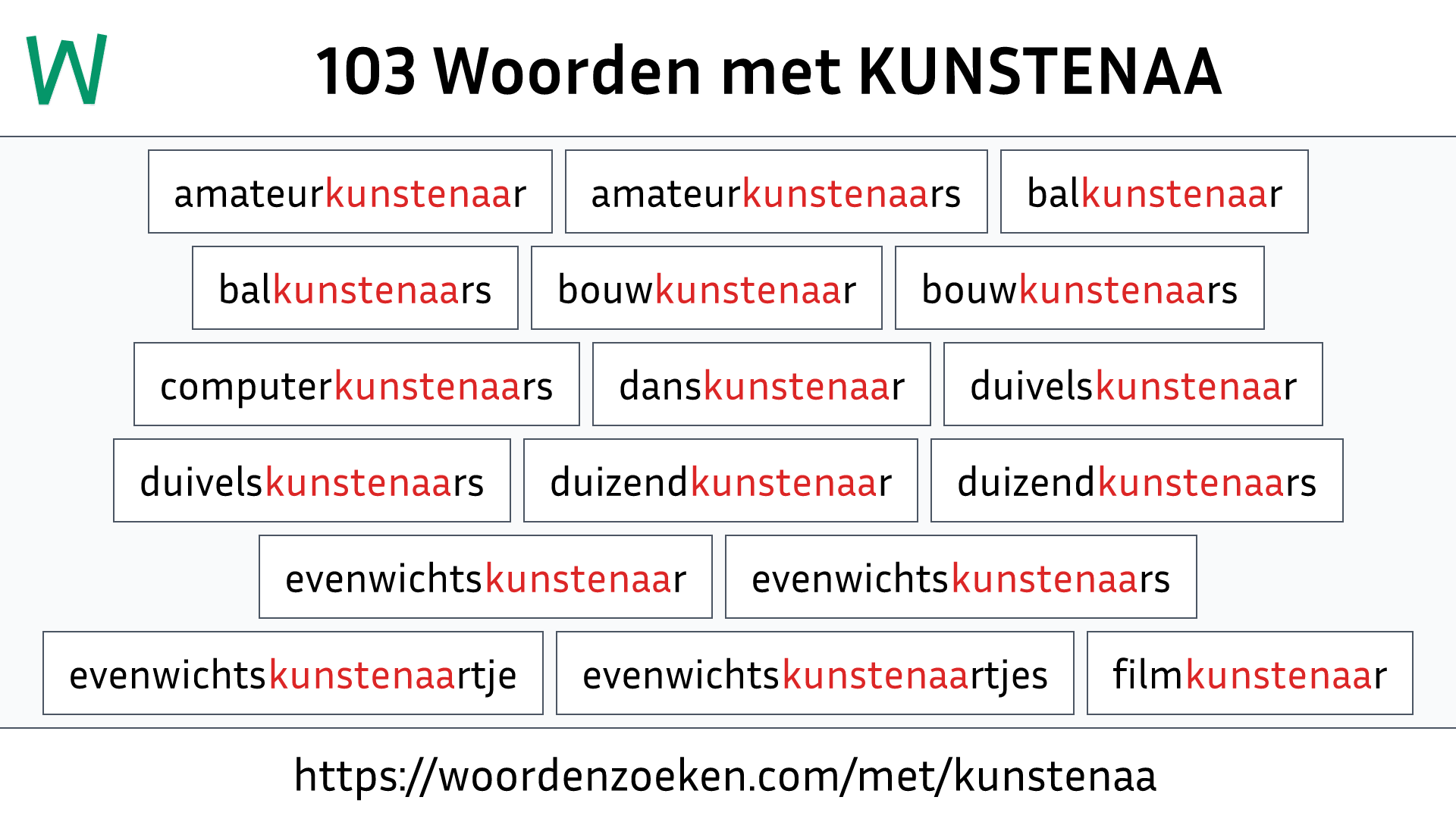 Woorden met KUNSTENAA