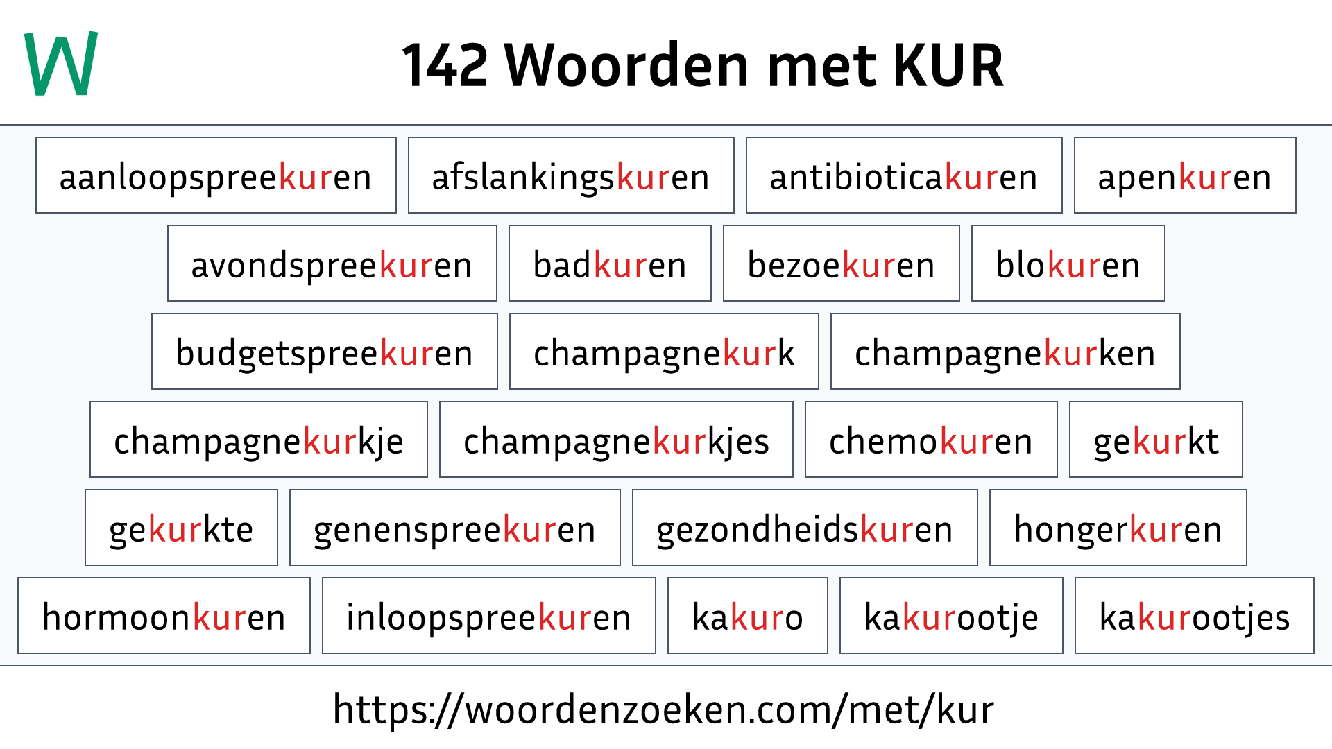 Woorden met KUR