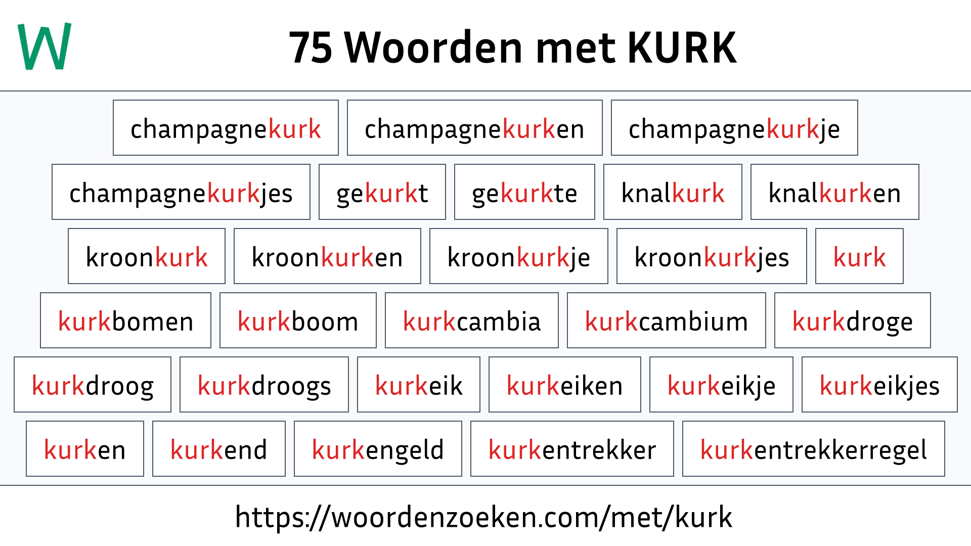 Woorden met KURK