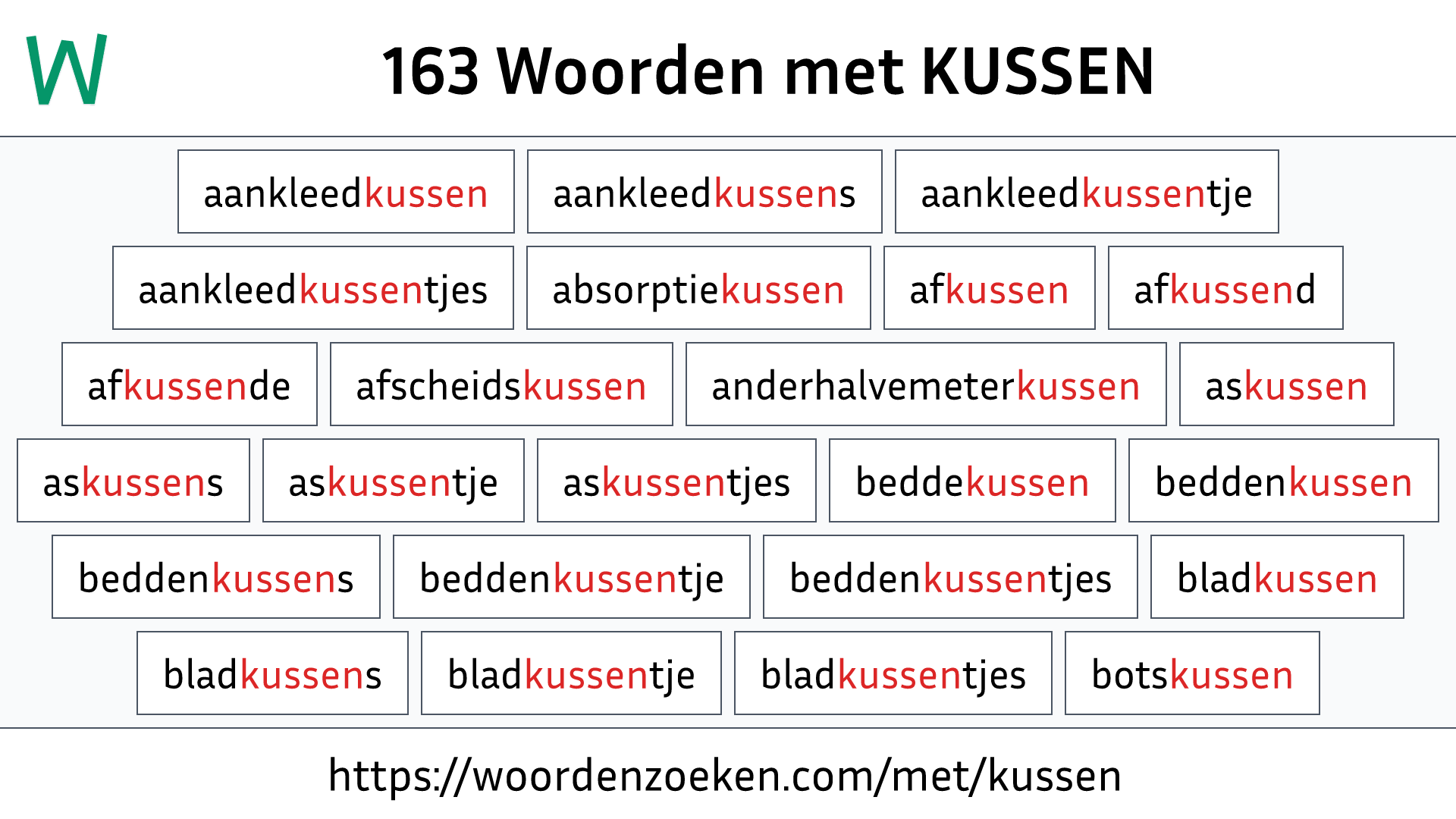 Woorden met KUSSEN