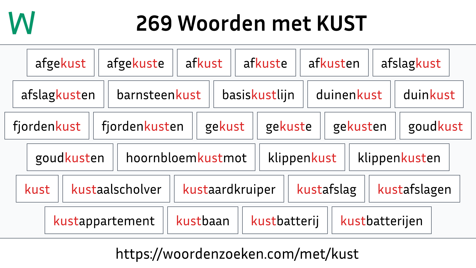 Woorden met KUST