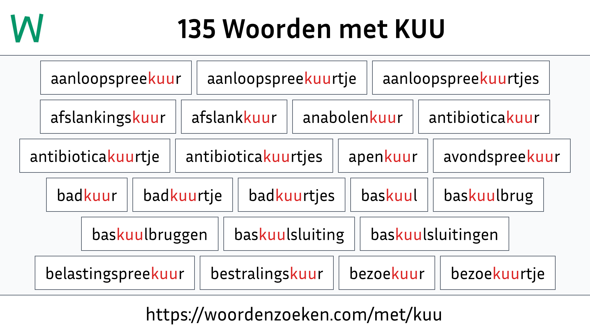 Woorden met KUU