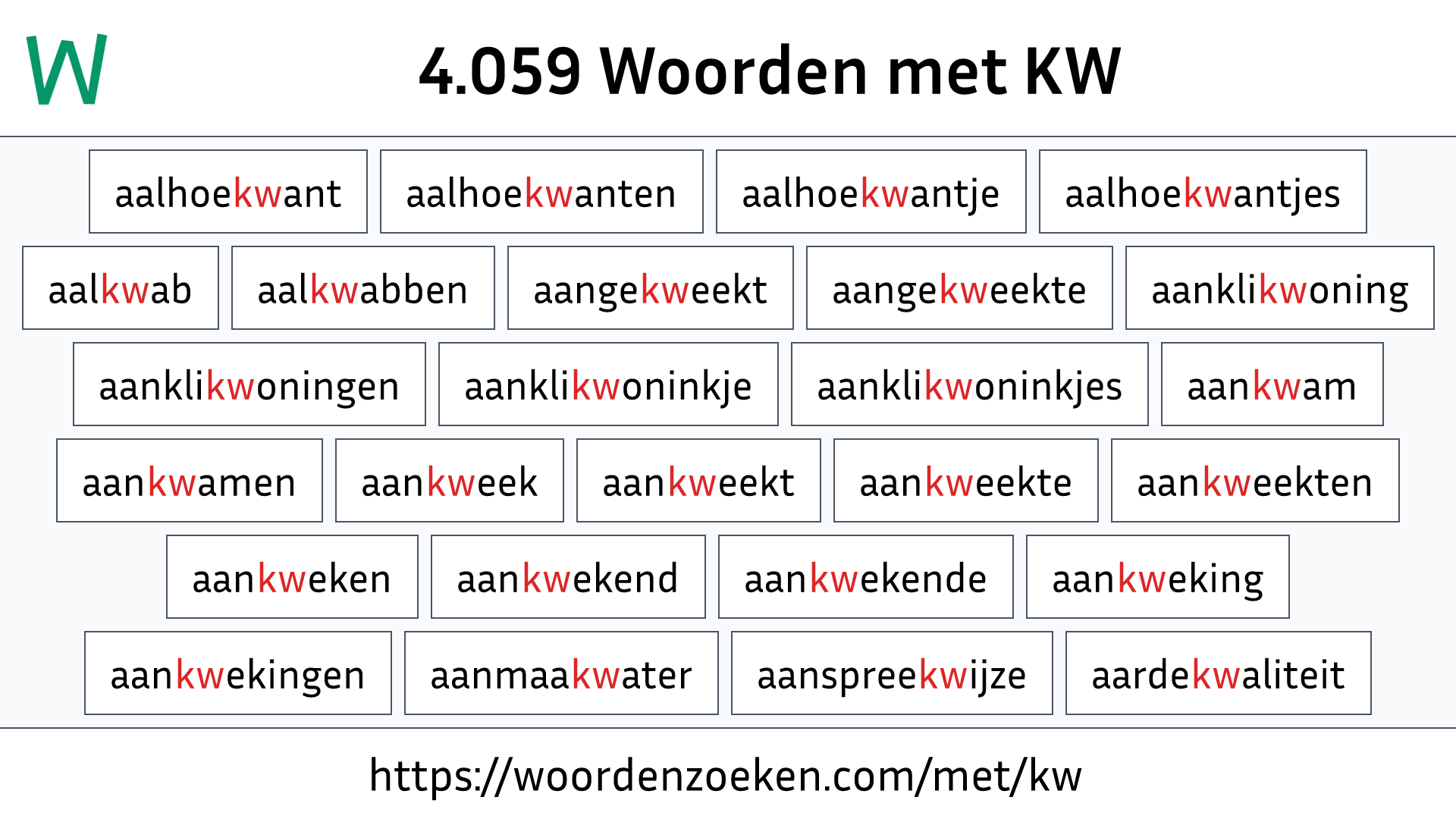 Woorden met KW