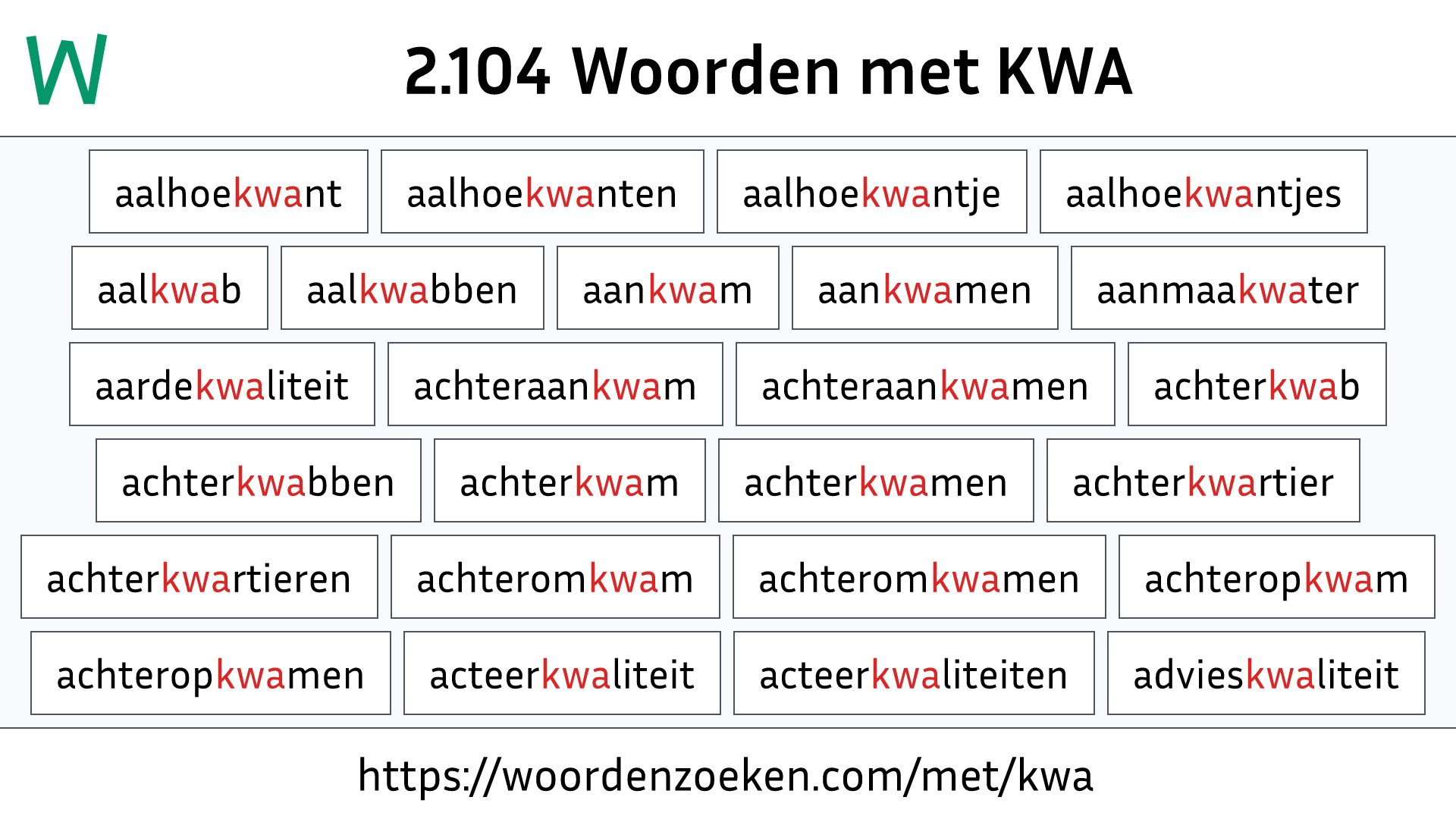 Woorden met KWA