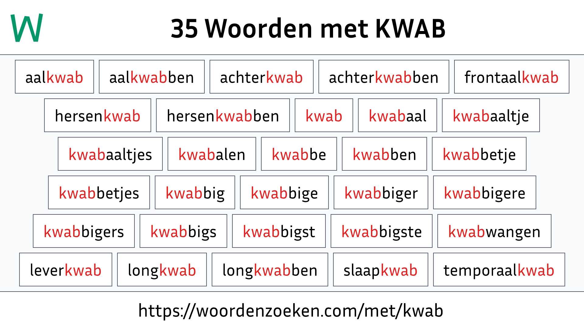 Woorden met KWAB