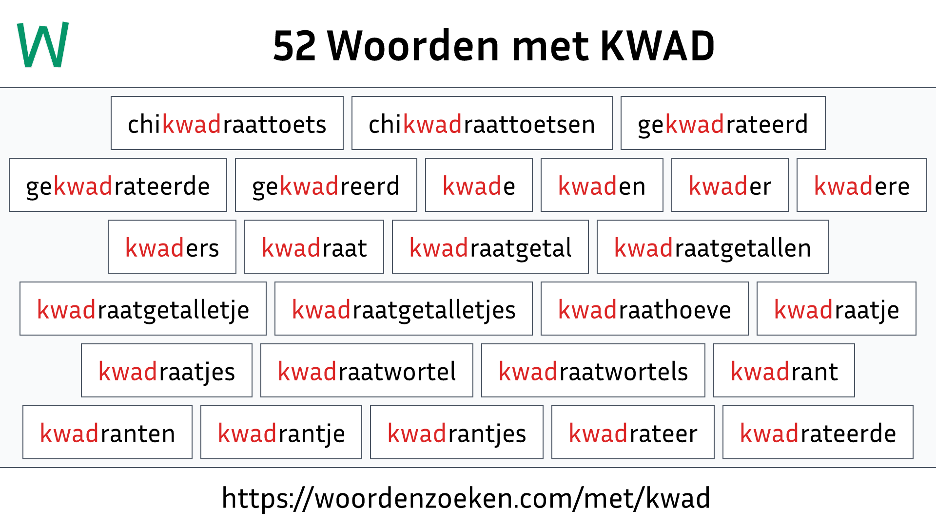 Woorden met KWAD