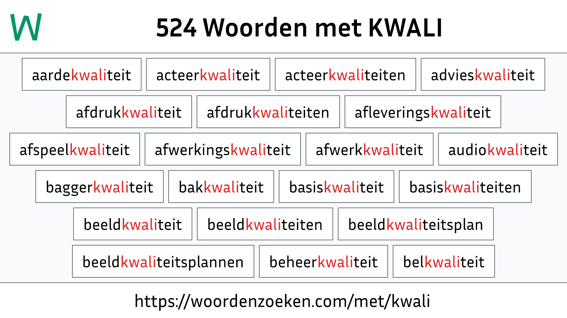 Woorden met KWALI