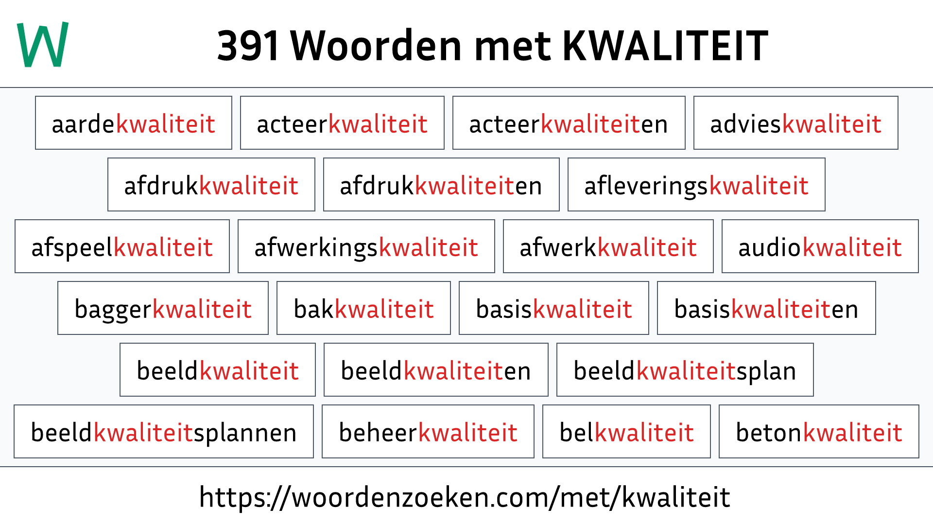 Woorden met KWALITEIT