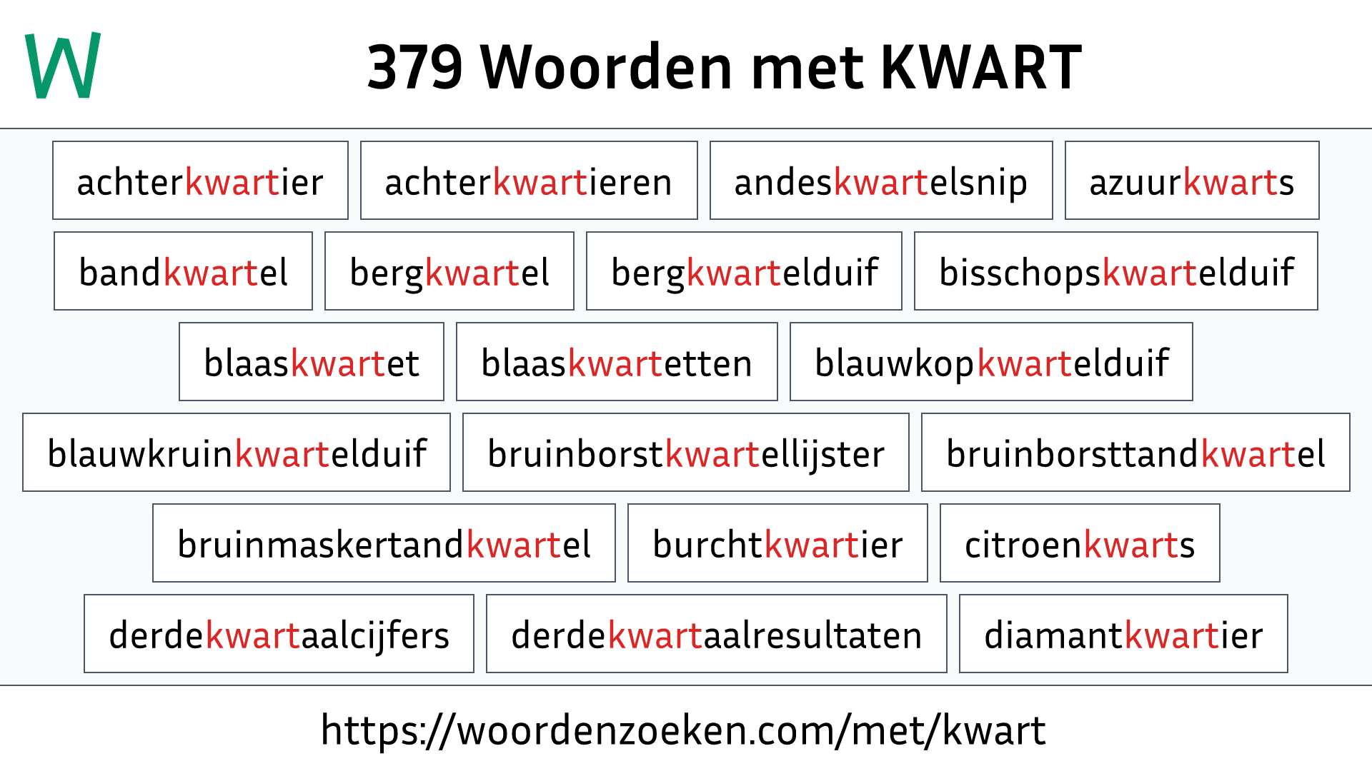 Woorden met KWART