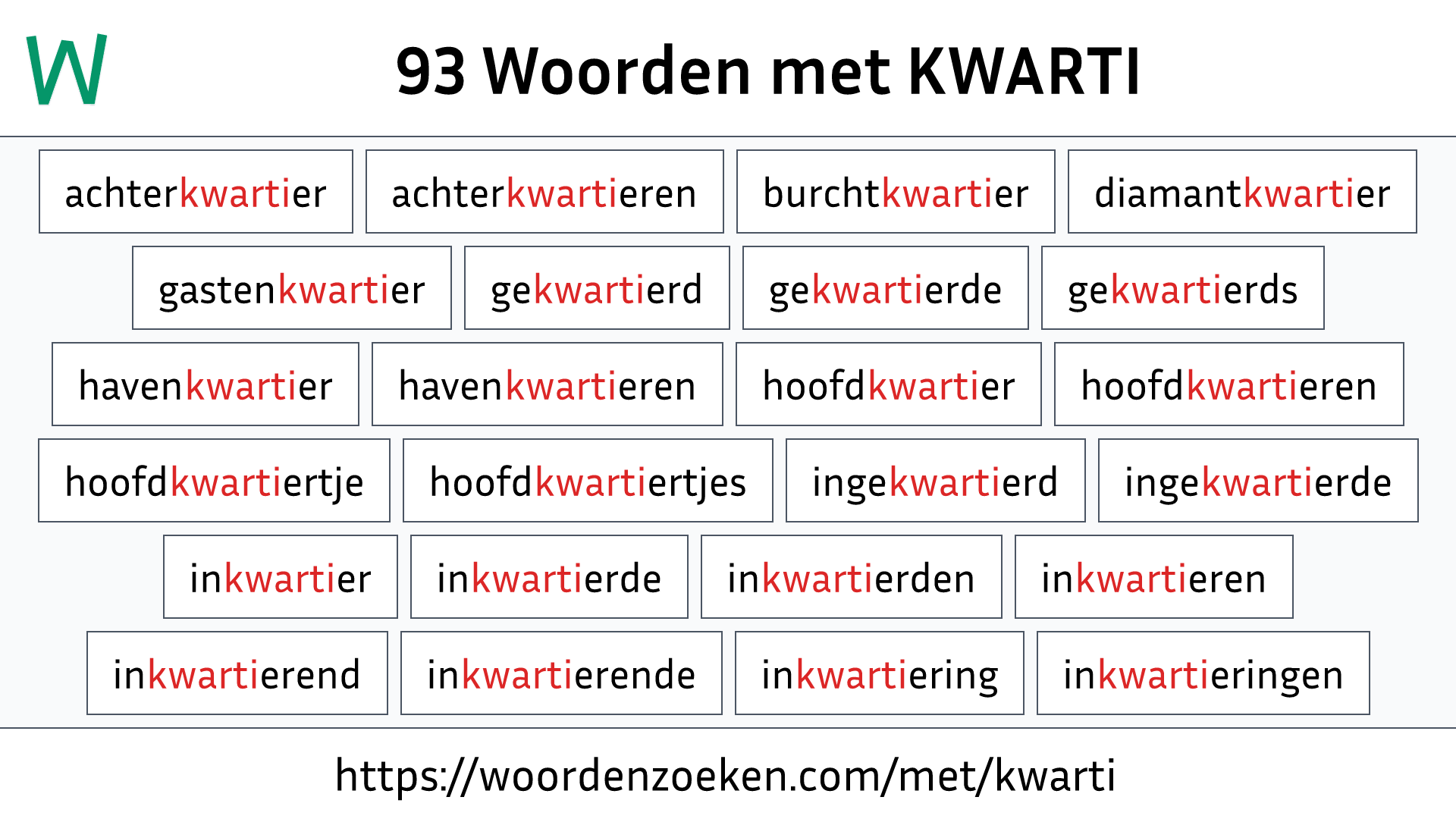 Woorden met KWARTI