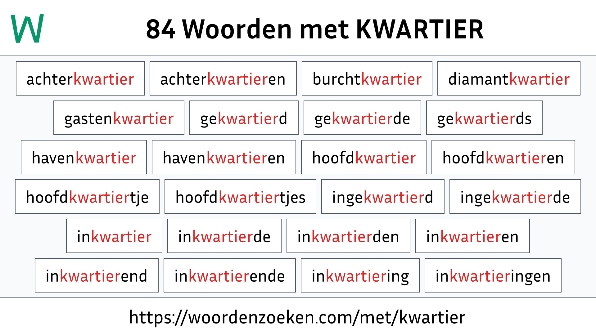 Woorden met KWARTIER