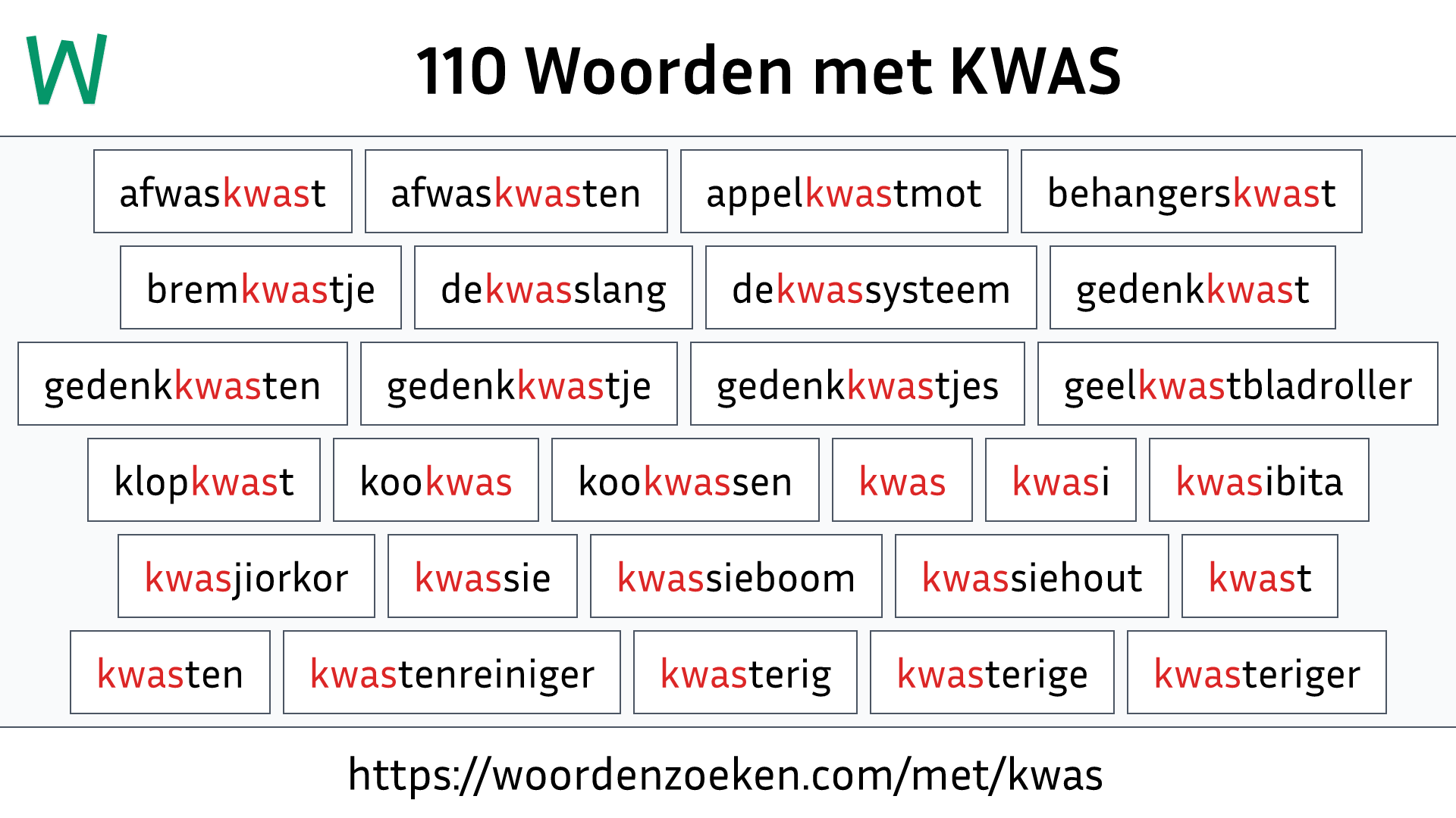 Woorden met KWAS