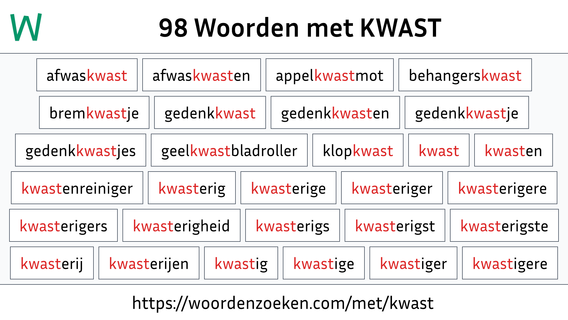 Woorden met KWAST