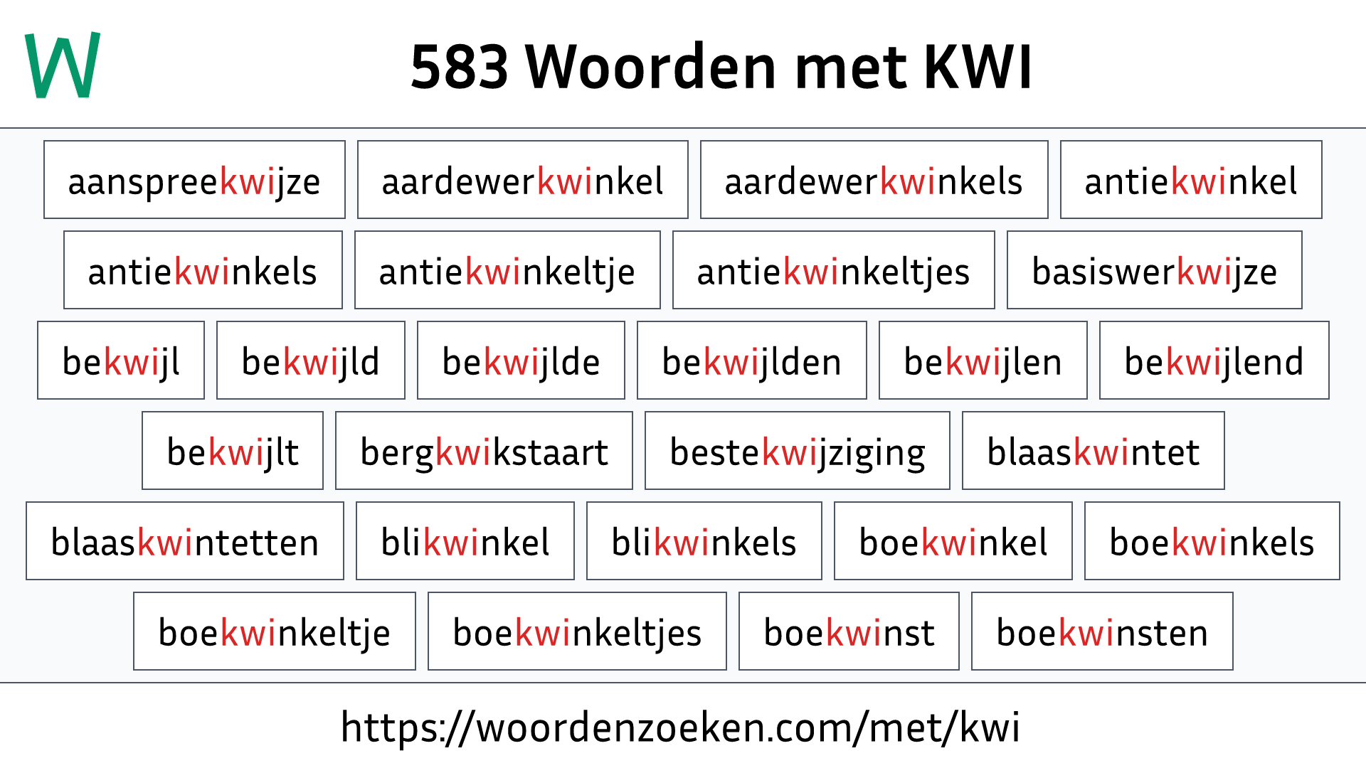 Woorden met KWI