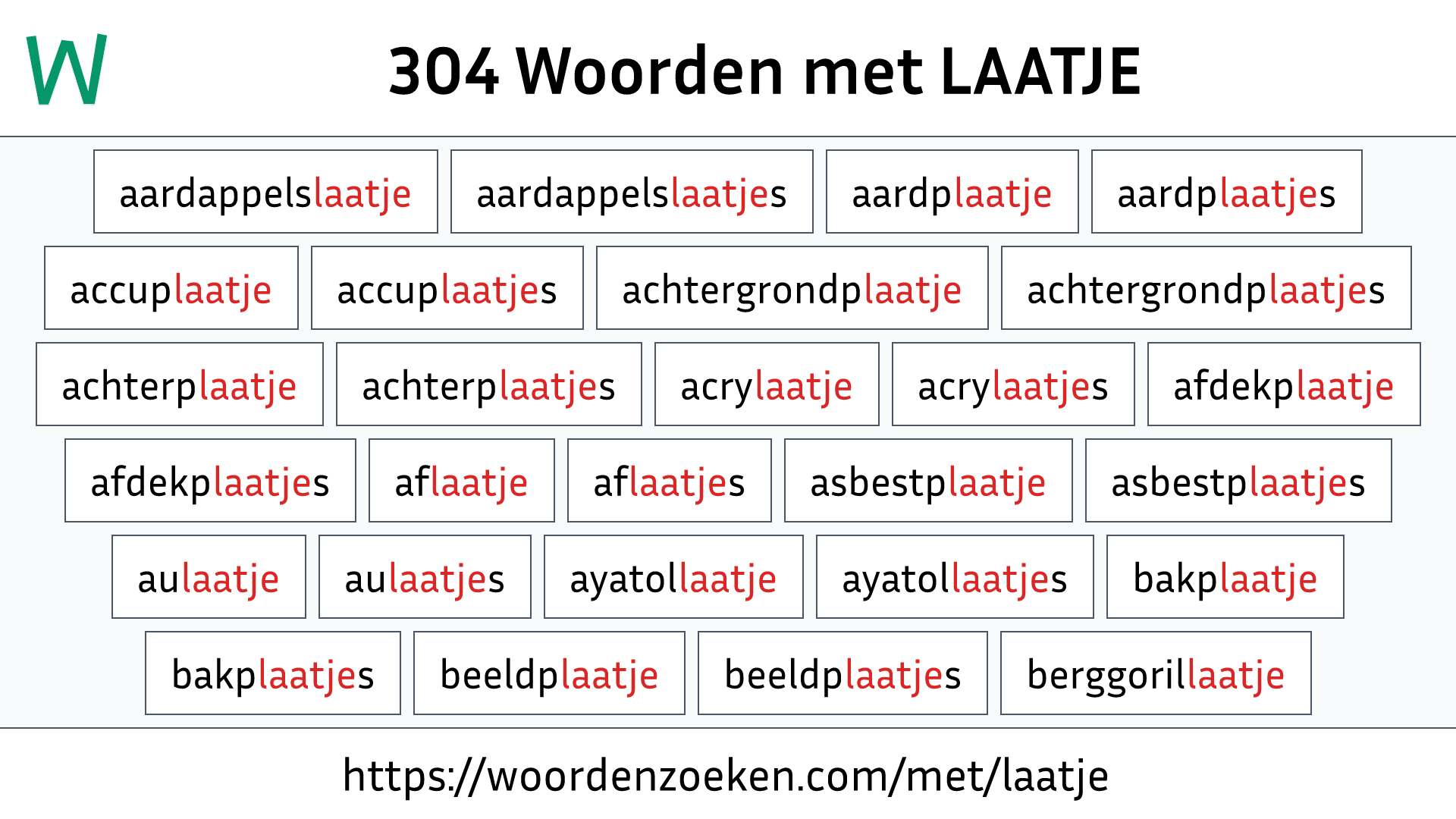 Woorden met LAATJE