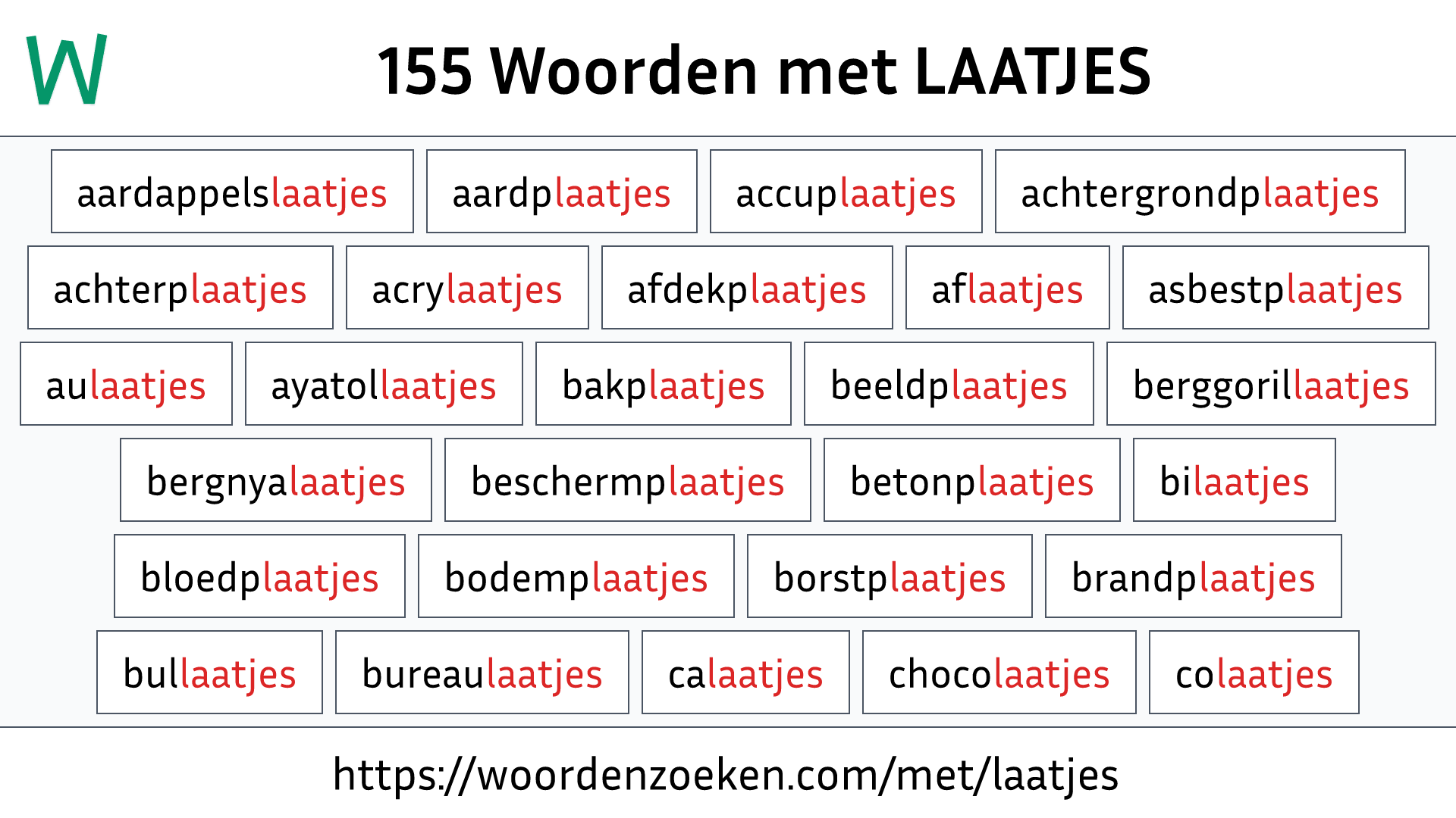 Woorden met LAATJES