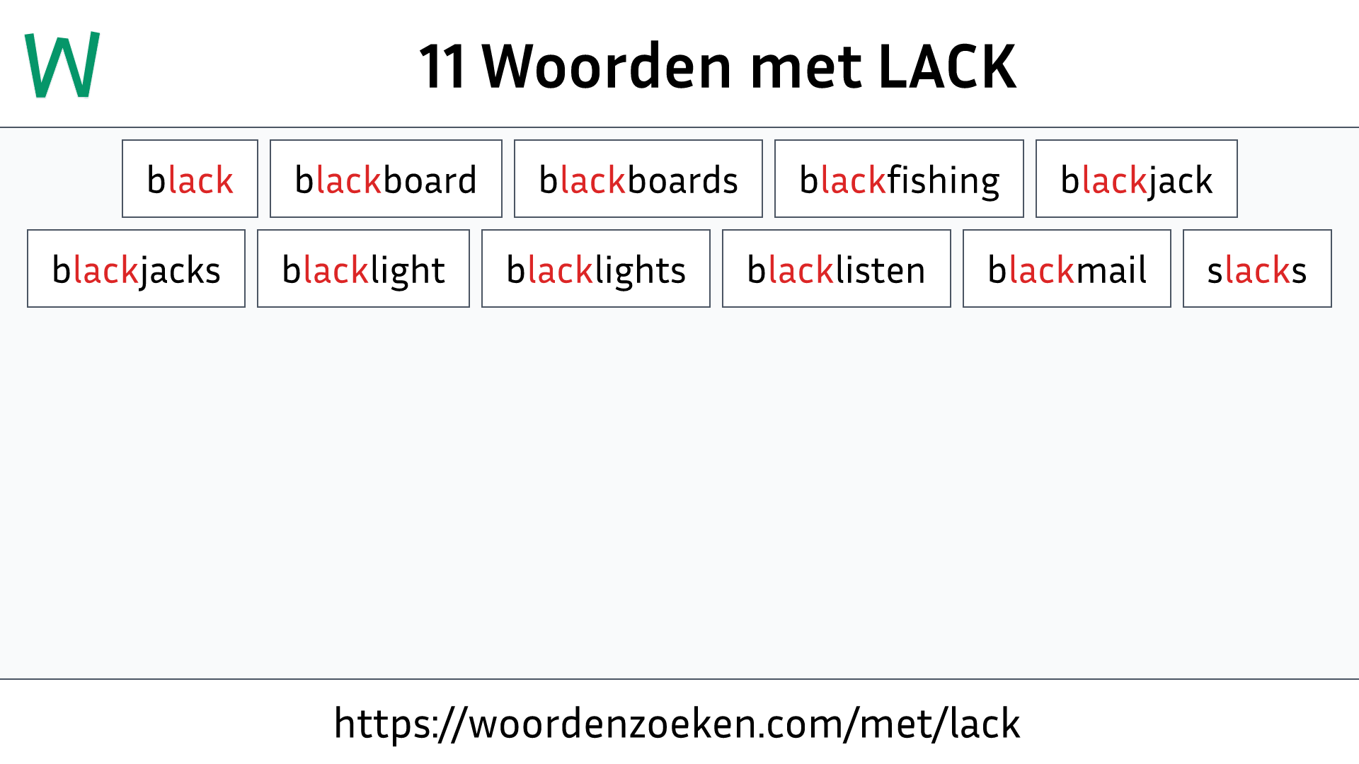 Woorden met LACK