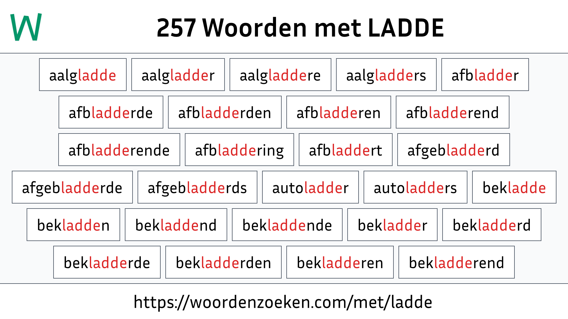 Woorden met LADDE