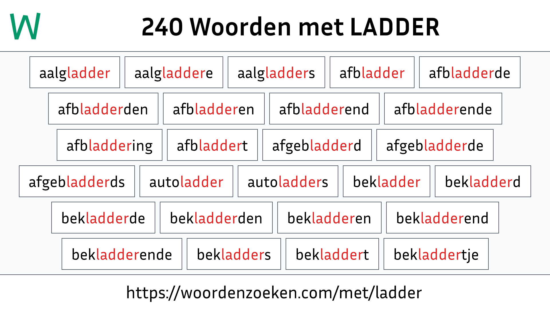 Woorden met LADDER