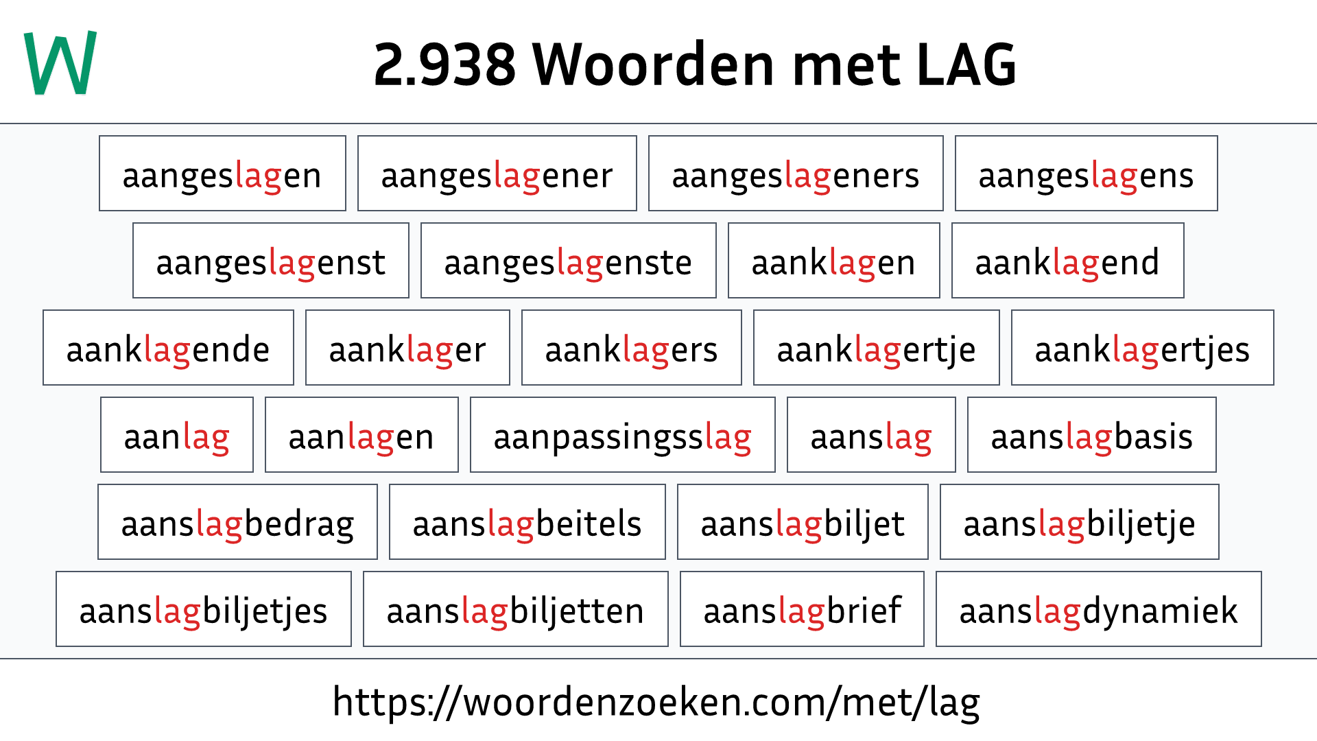 Woorden met LAG