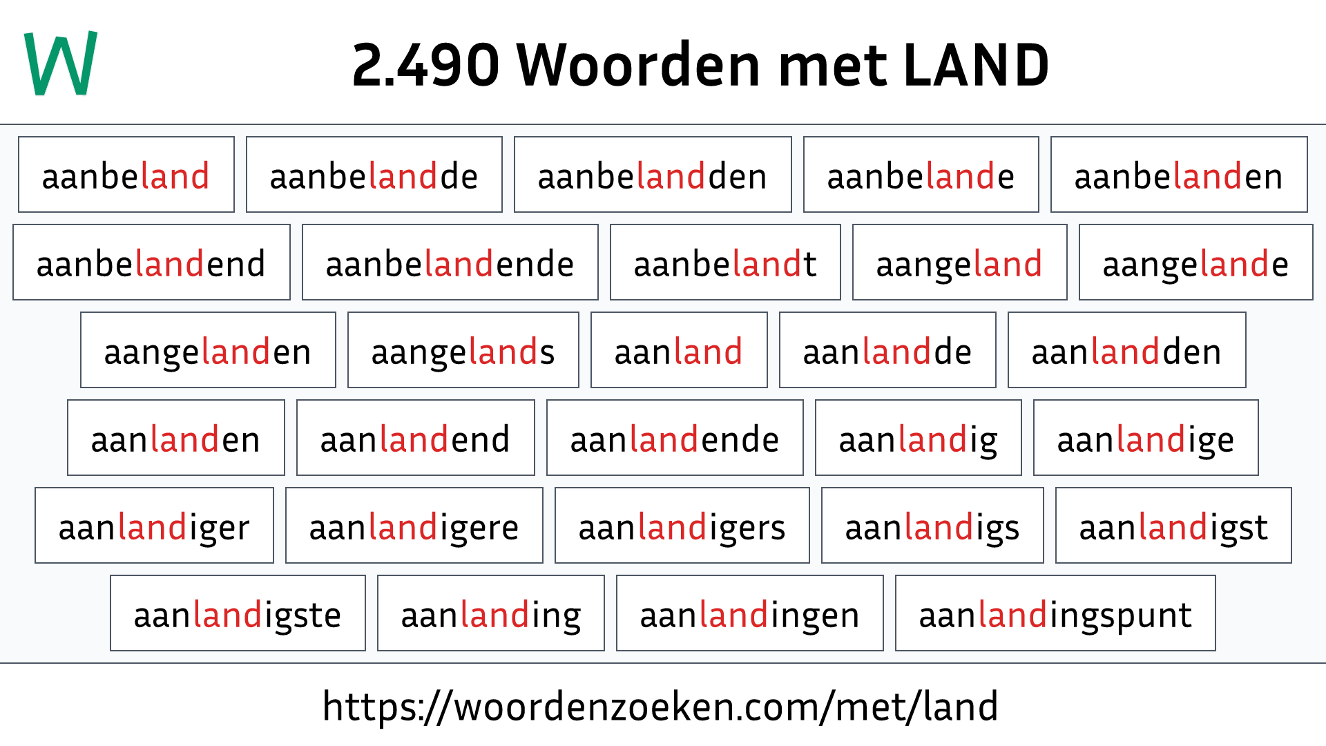 Woorden met LAND