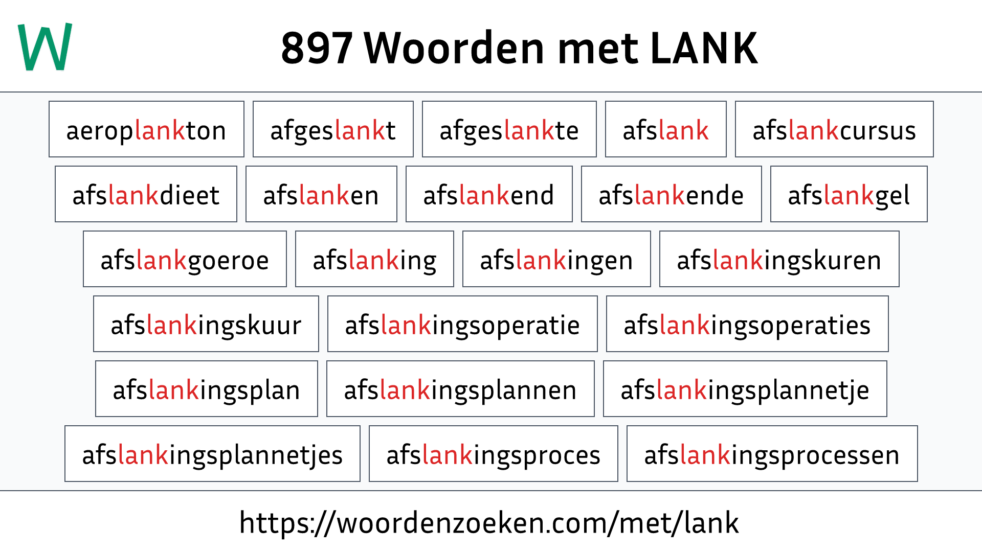 Woorden met LANK