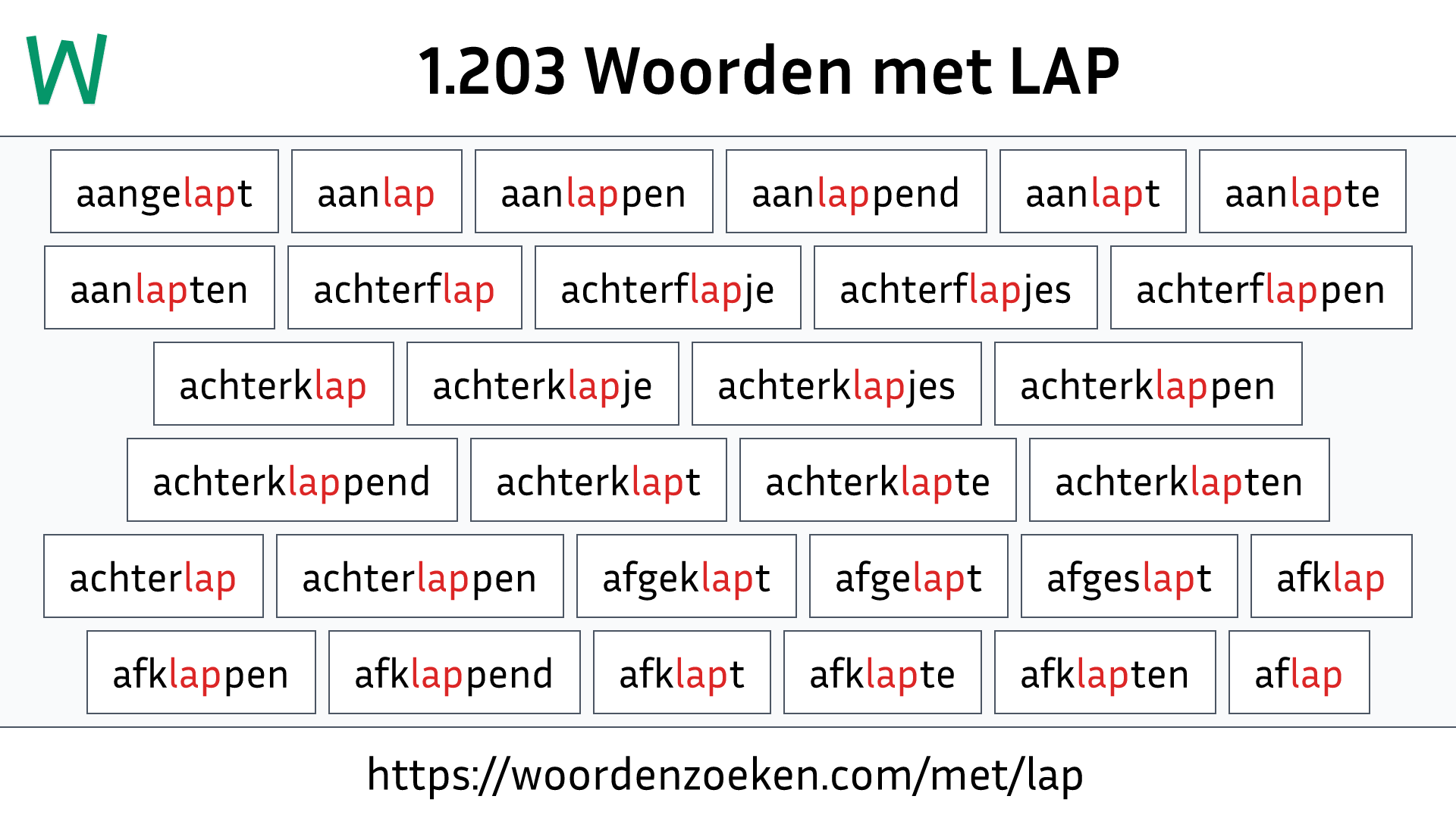 Woorden met LAP