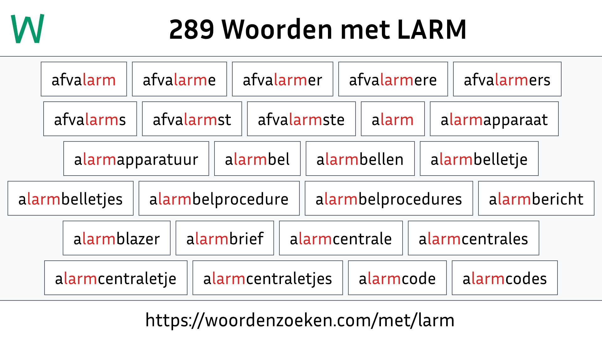 Woorden met LARM