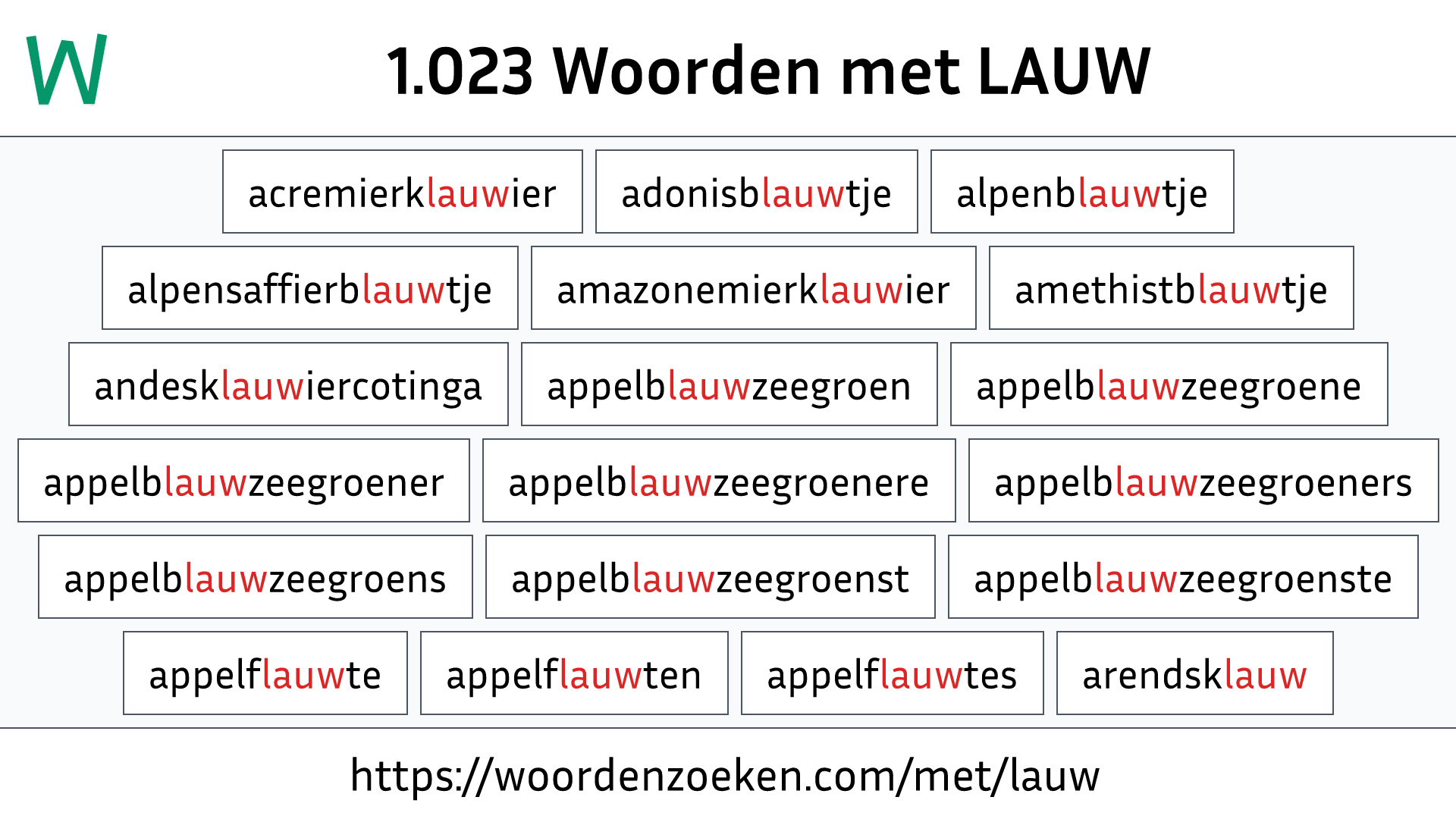 Woorden met LAUW